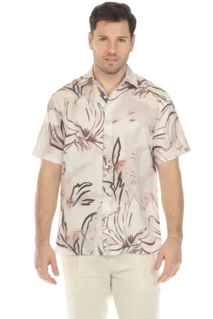 100% Linen Short Sleeve Floral Breeze Print Shirt