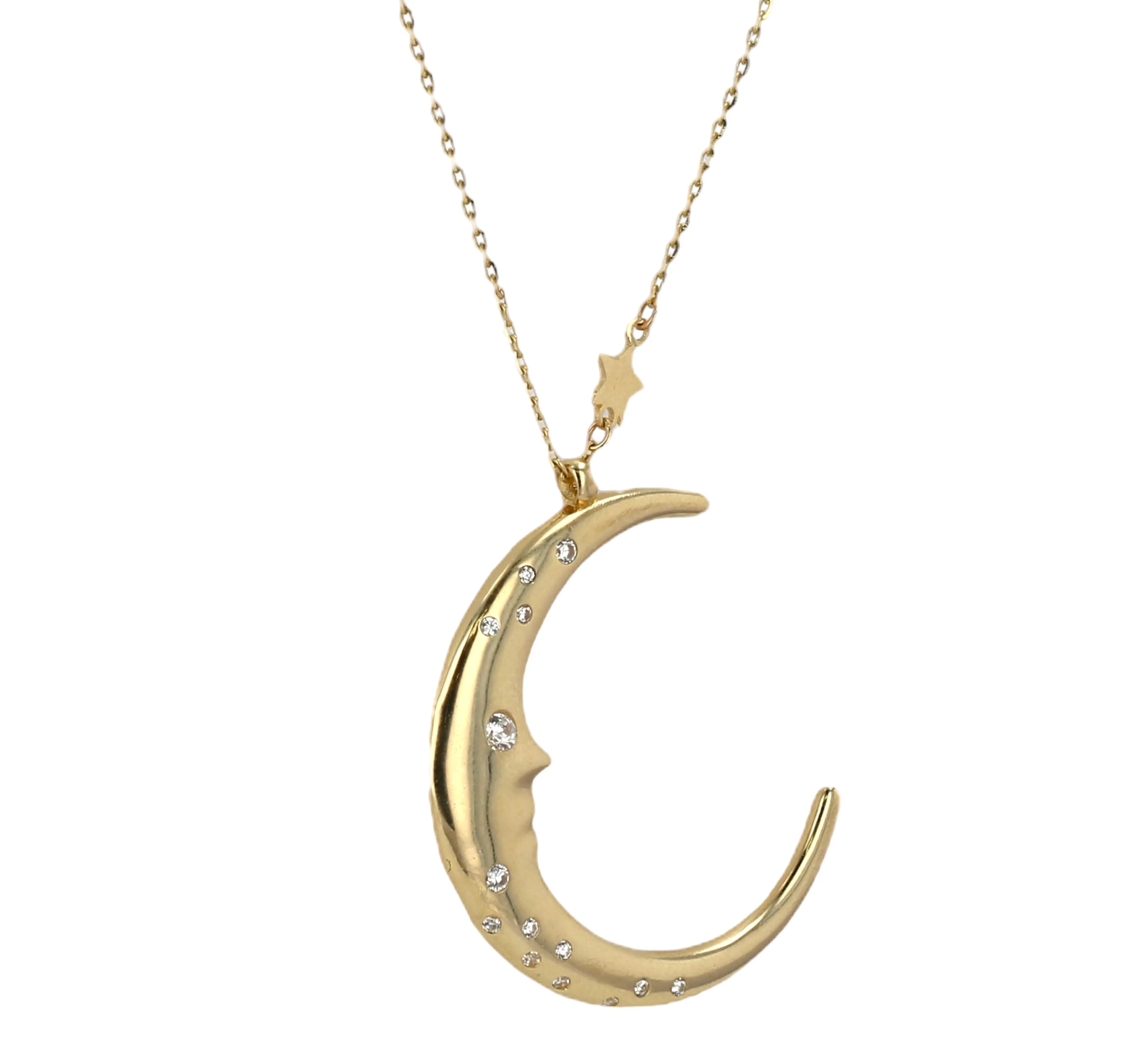 14K Yellow gold moon start Necklace-4572