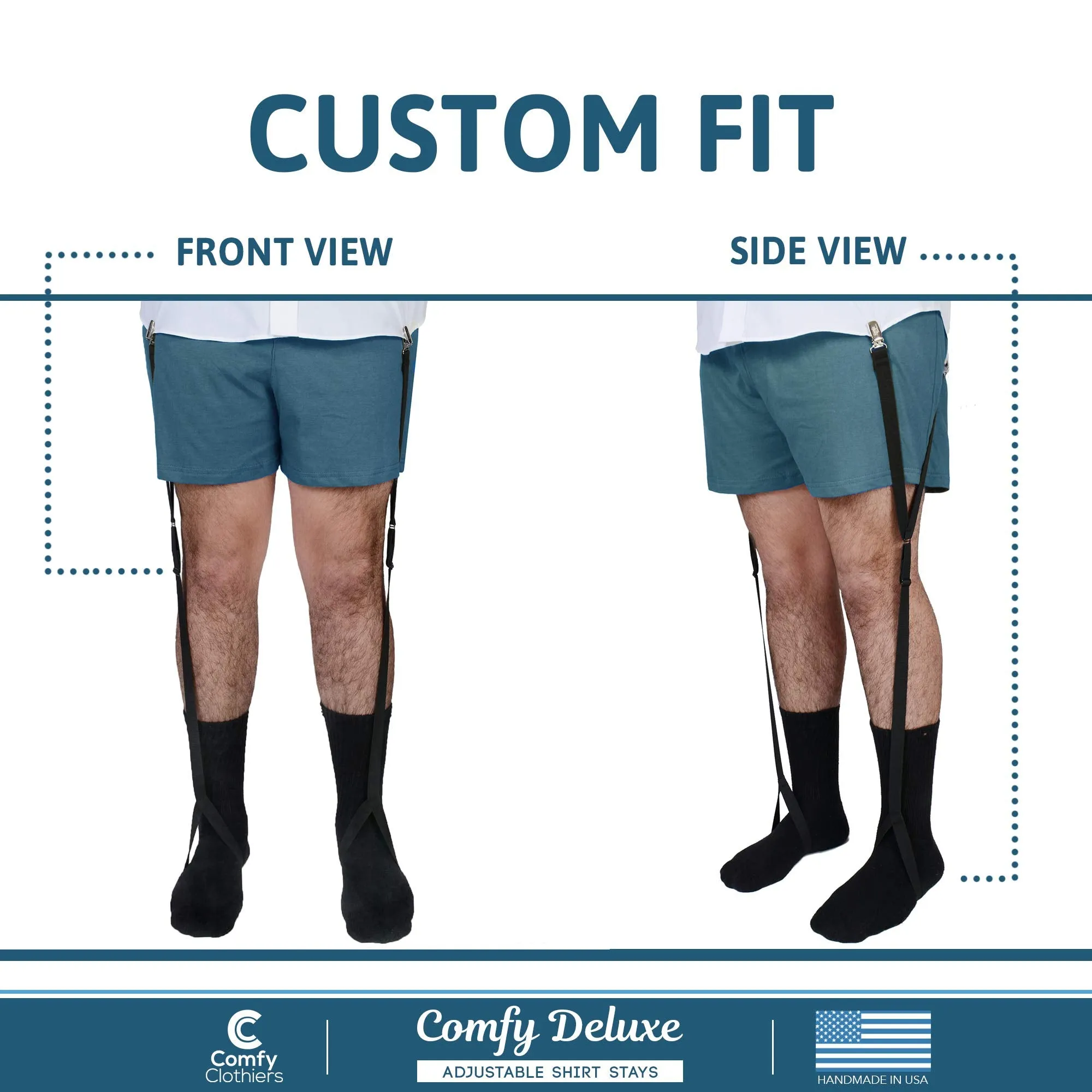 Adjustable Shirt Garters For Men And Women With Foot Loop By Comfy Deluxe -