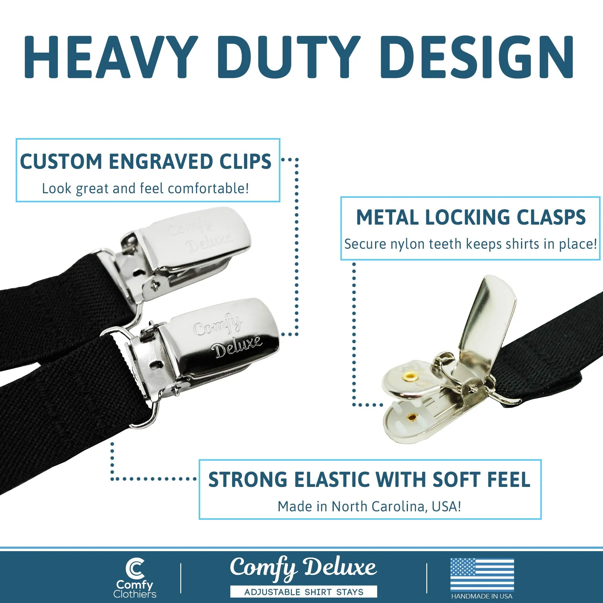 Adjustable Shirt Garters For Men And Women With Foot Loop By Comfy Deluxe -