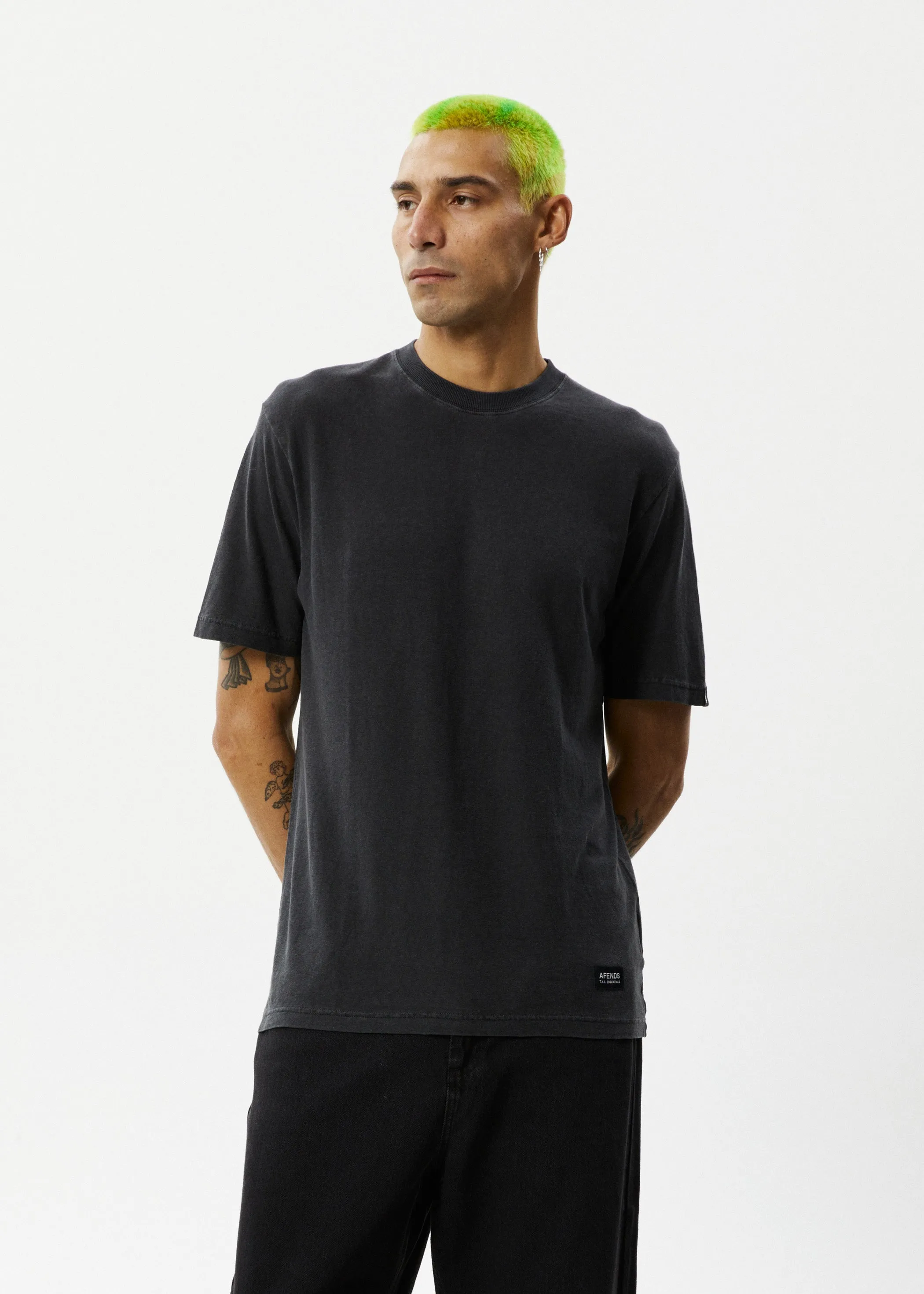 AFENDS Mens Classic - Hemp Retro T-Shirt - Stone Black