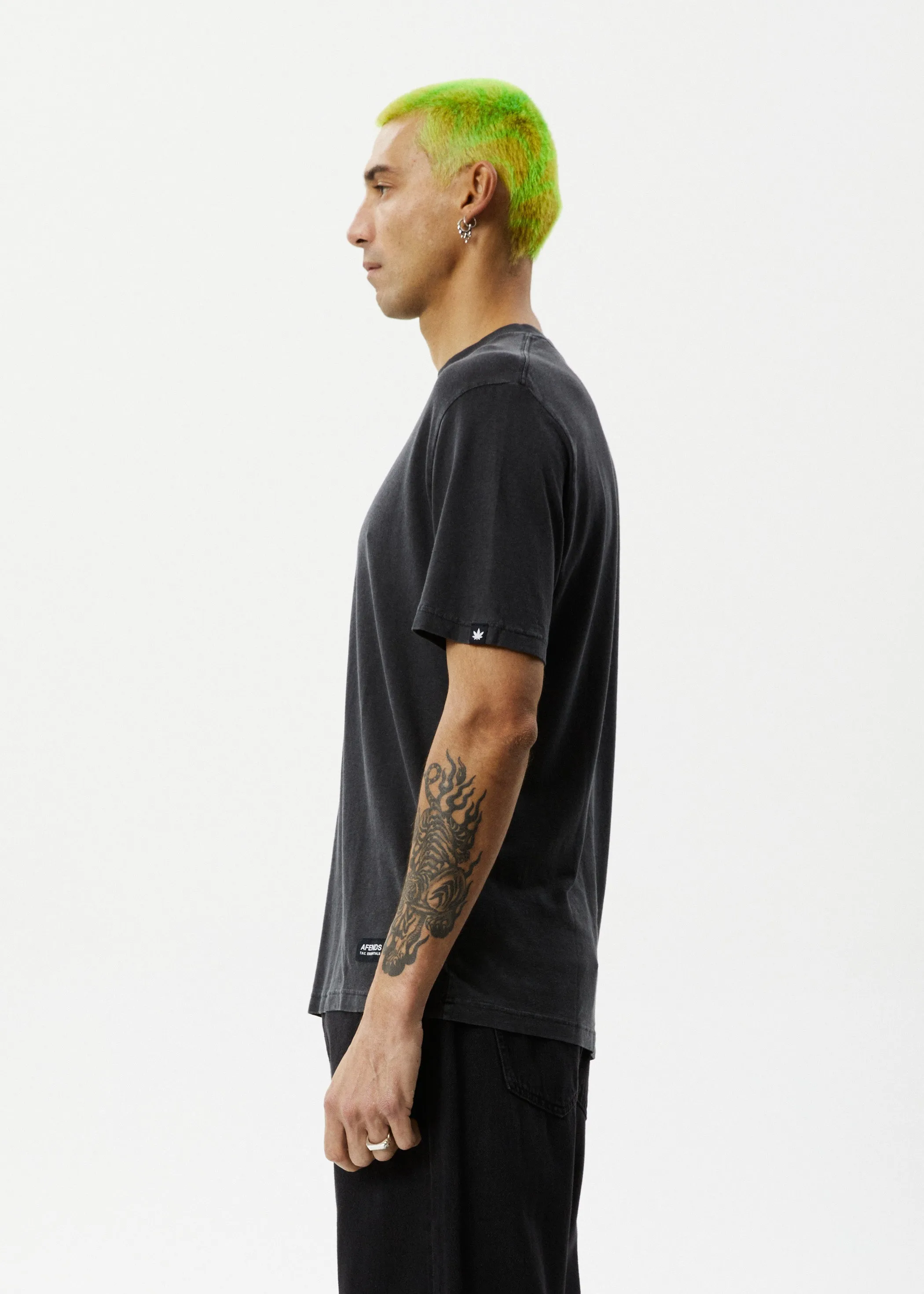 AFENDS Mens Classic - Hemp Retro T-Shirt - Stone Black