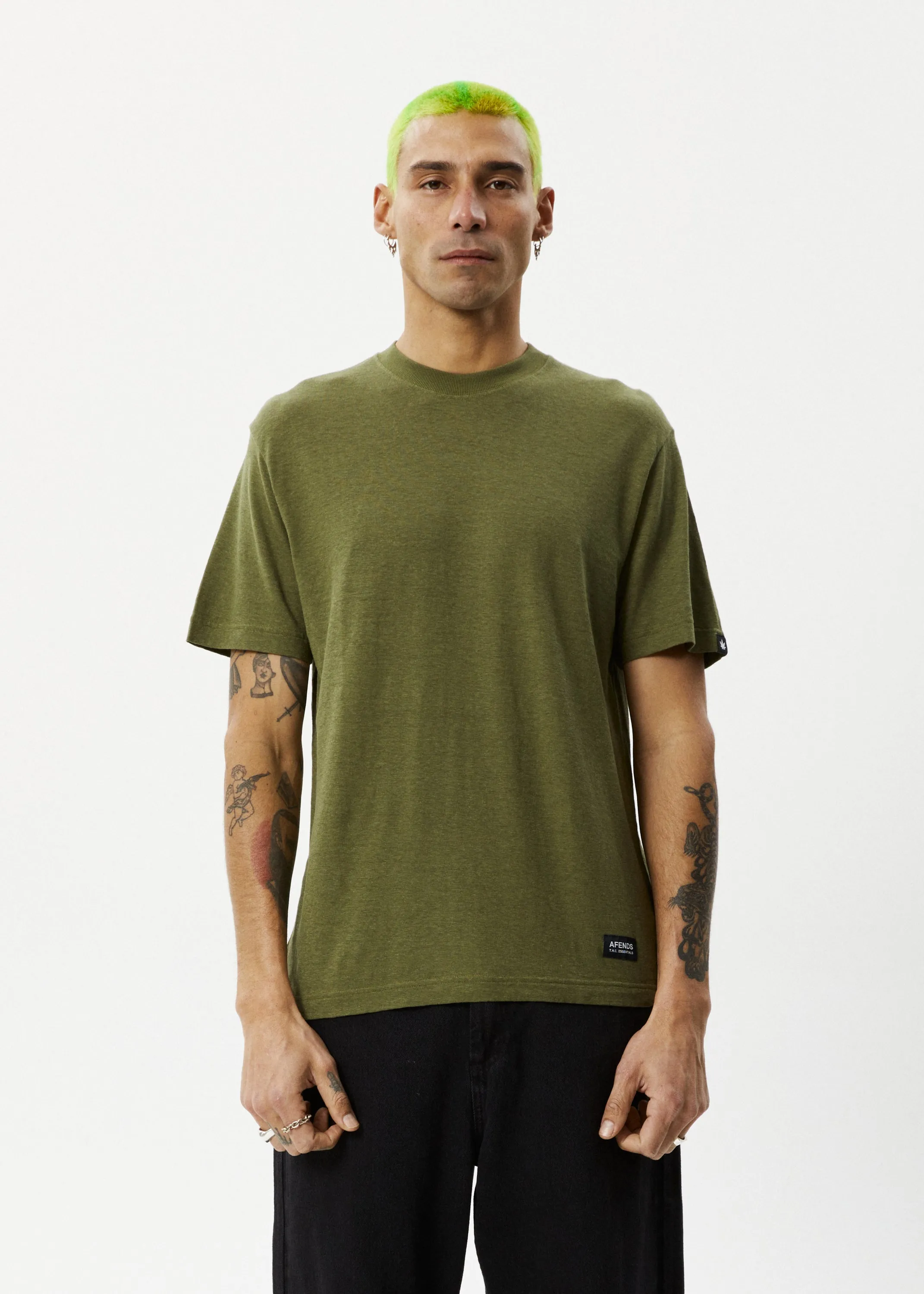 AFENDS Mens Classic - Retro Fit Tee - Military