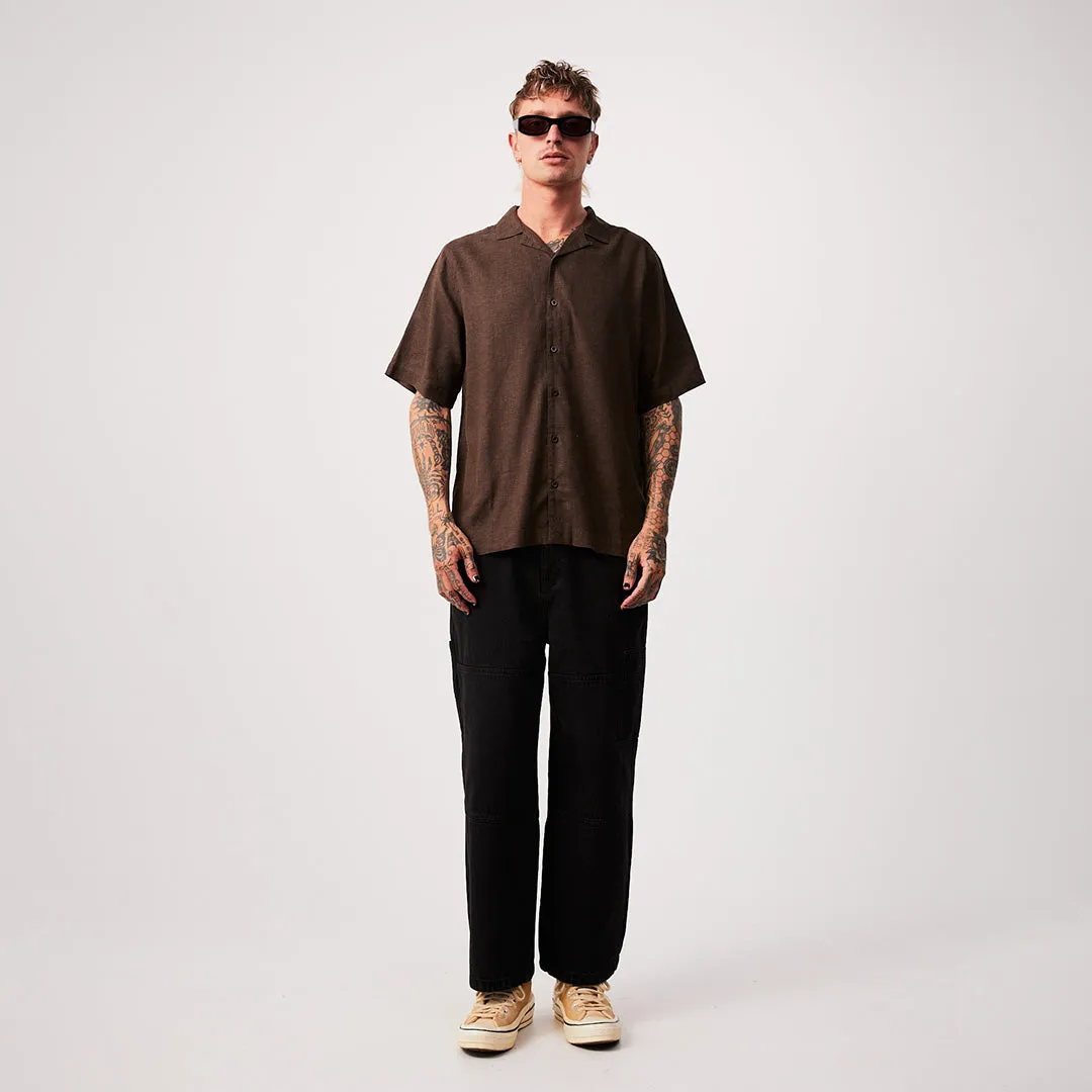 Afends Mens Daily - Hemp Cuban Short Sleeve Shirt - Coffee