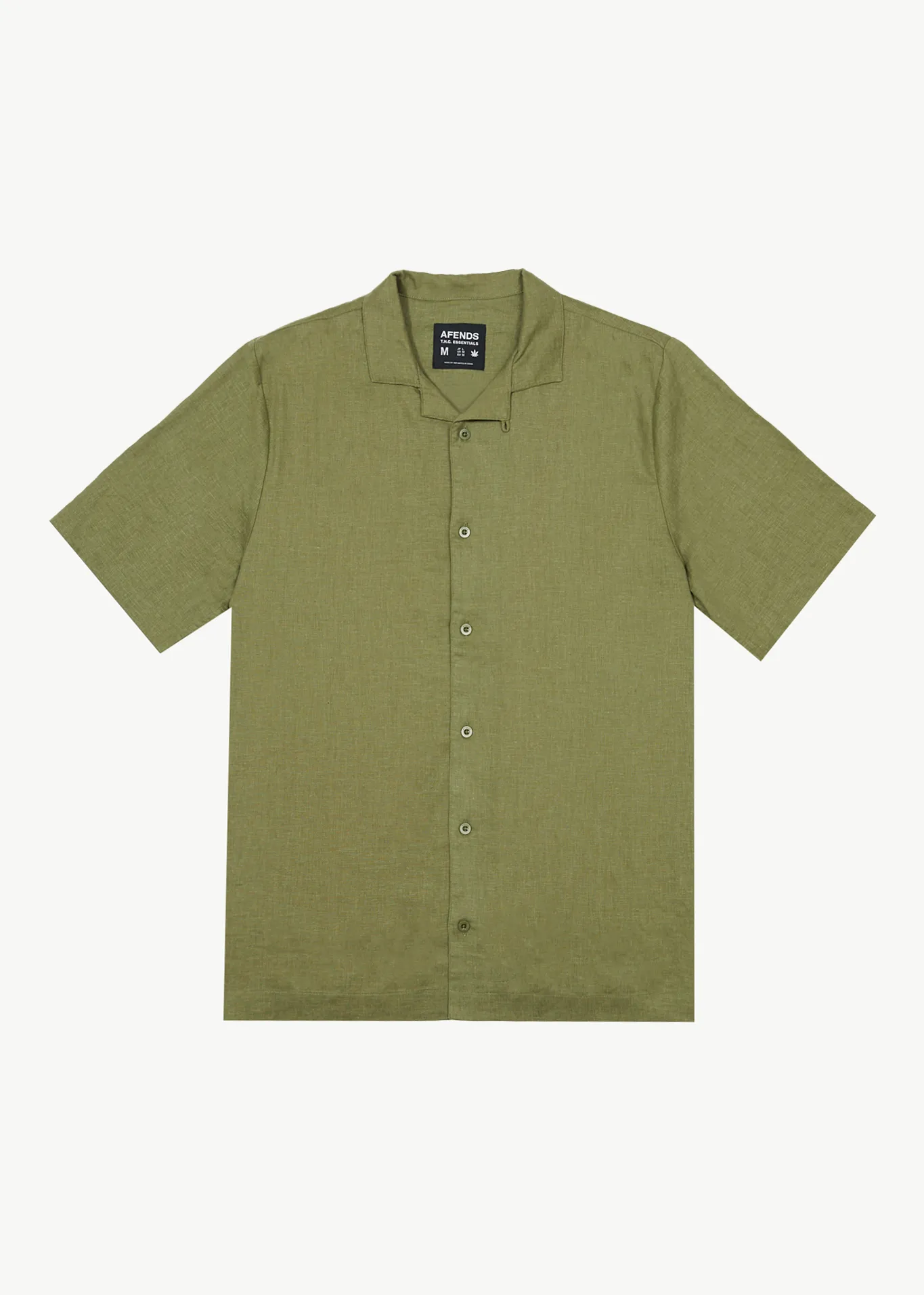 Afends Mens Daily - Hemp Cuban Short Sleeve Shirt - Military