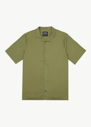 Afends Mens Daily - Hemp Cuban Short Sleeve Shirt - Military