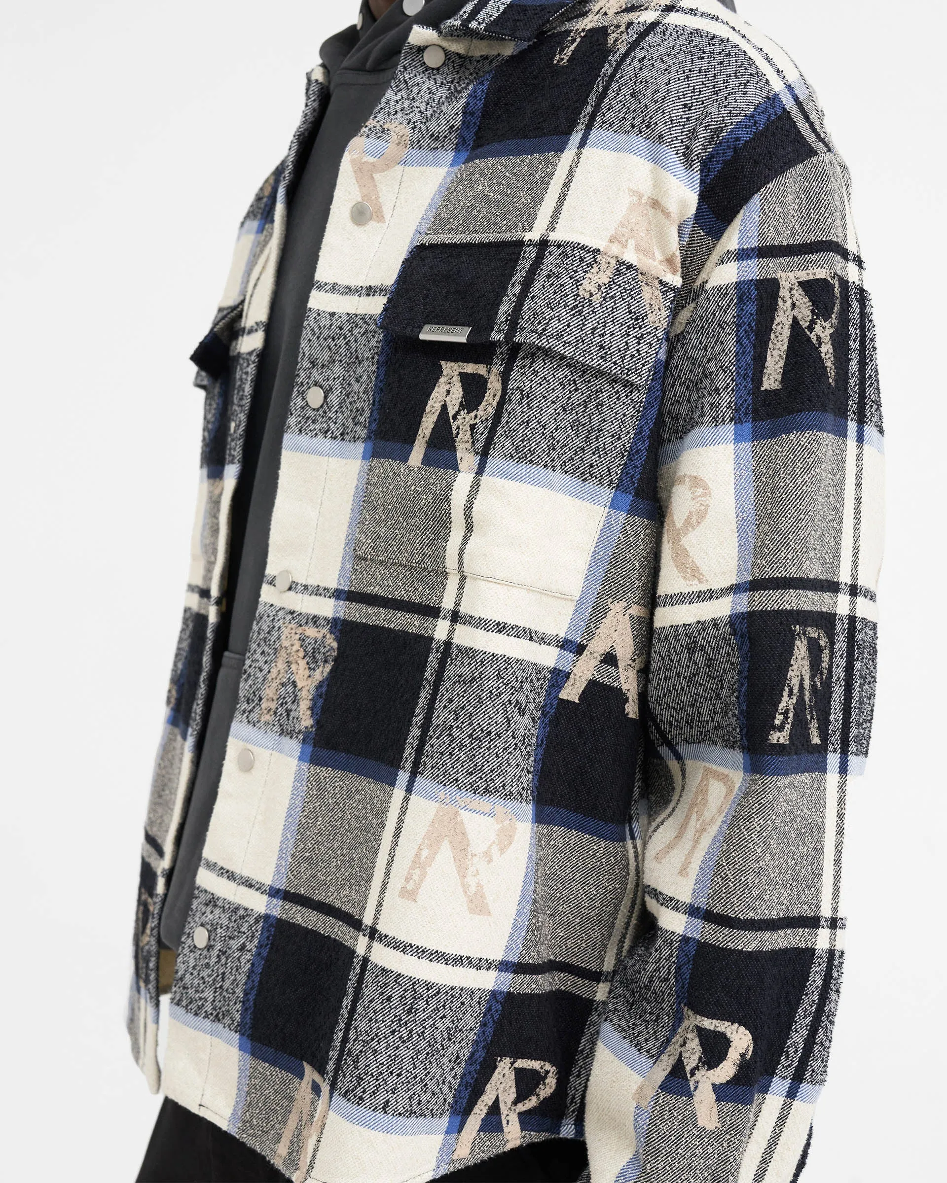 All Over Initial Flannel Shirt - Blue Check