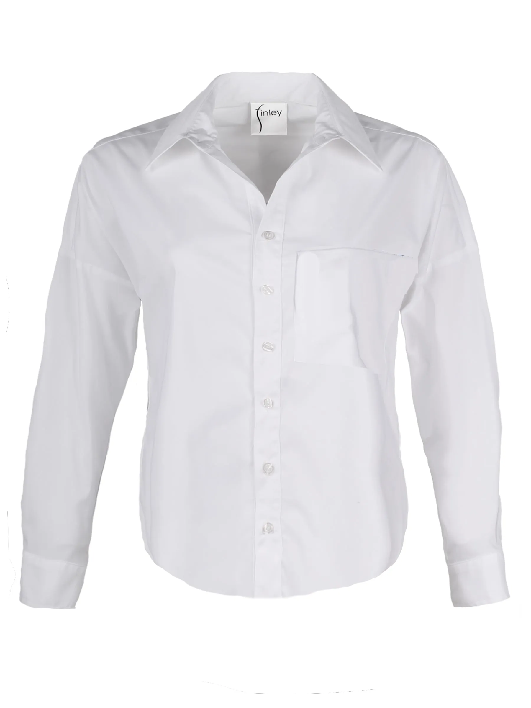 Andie Cropped Silky White Poplin Shirt