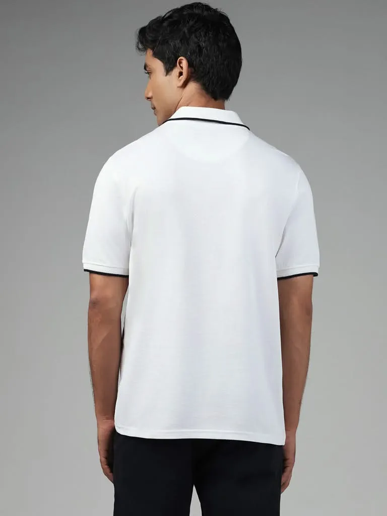 Ascot White Cotton Relaxed-Fit Polo T-Shirt