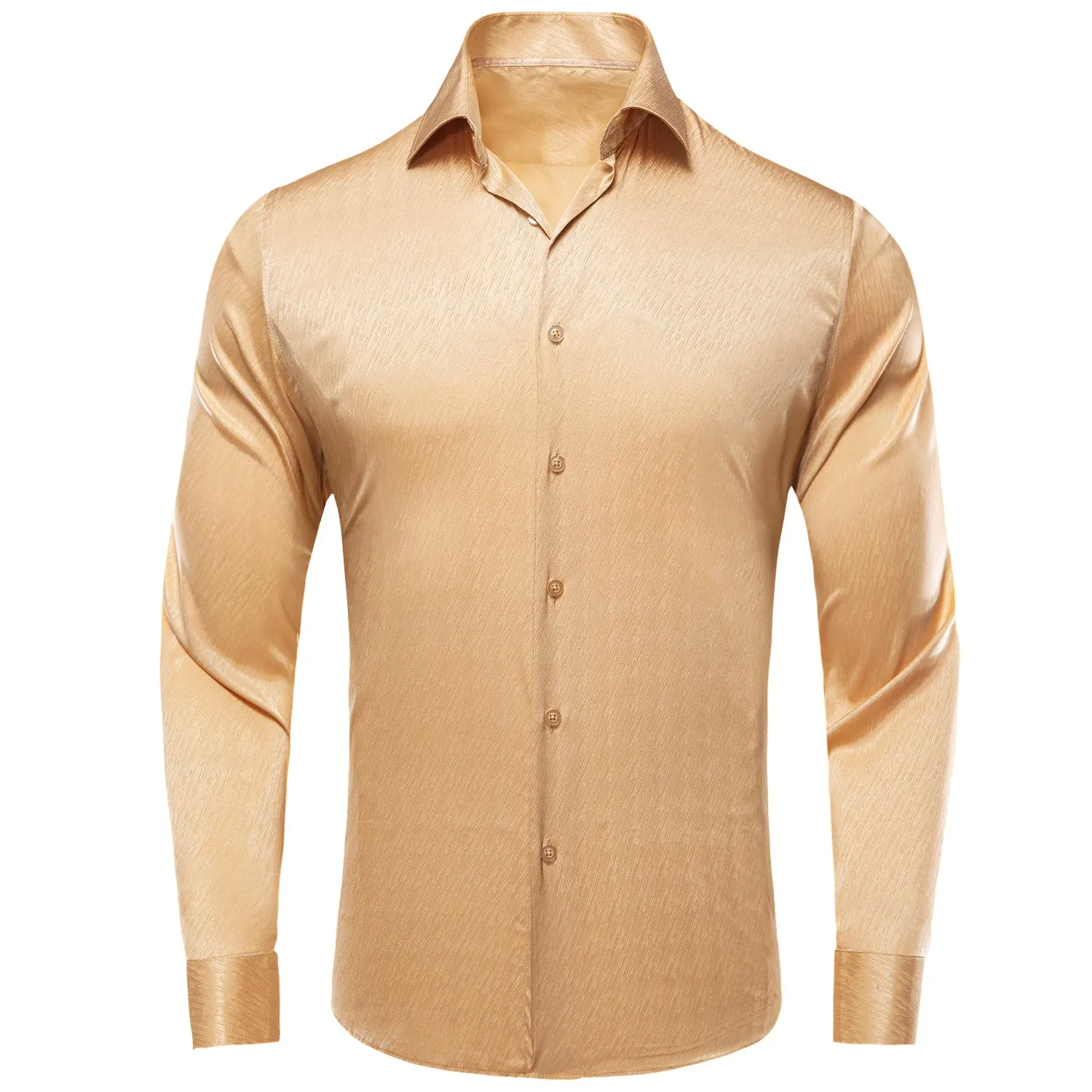 Beige Floral Silk Men's Long Sleeve Shirt