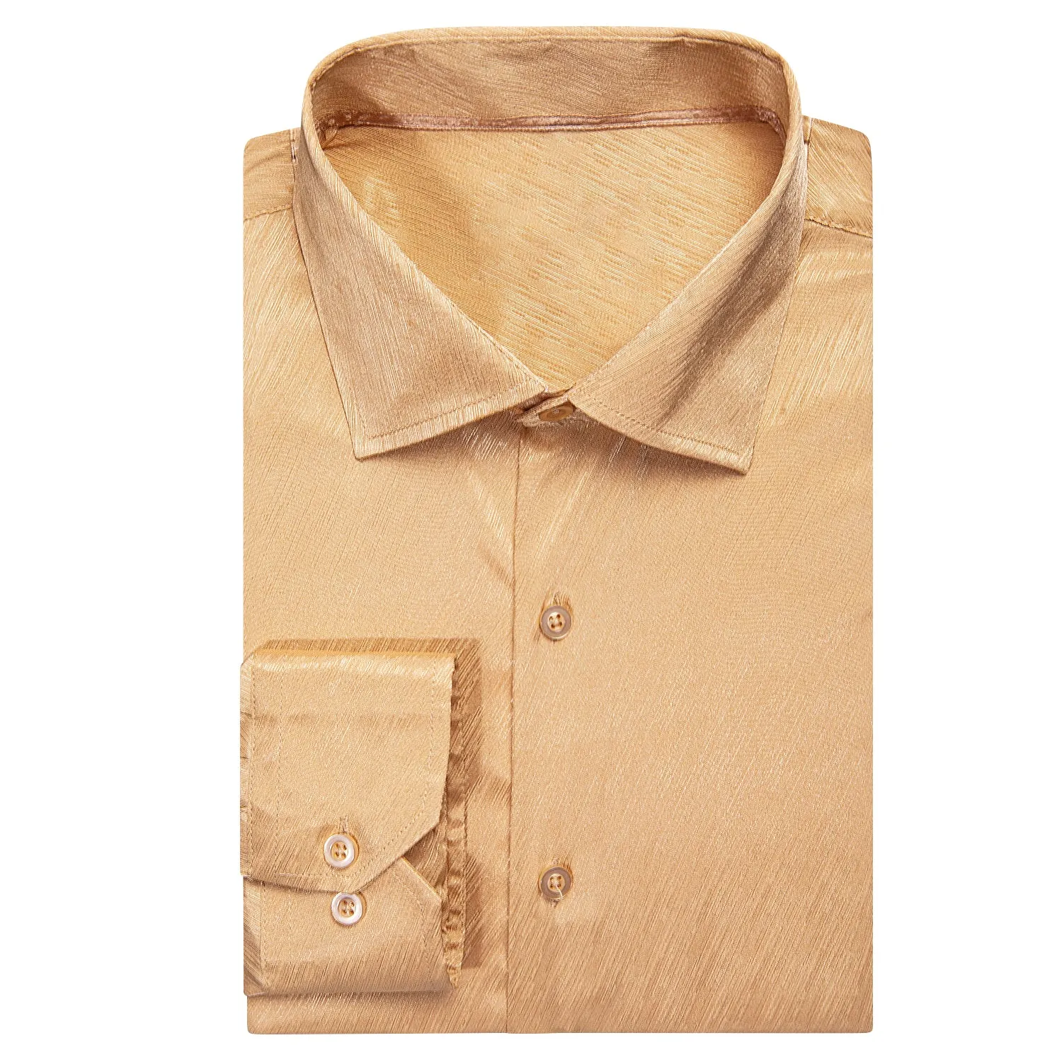 Beige Floral Silk Men's Long Sleeve Shirt