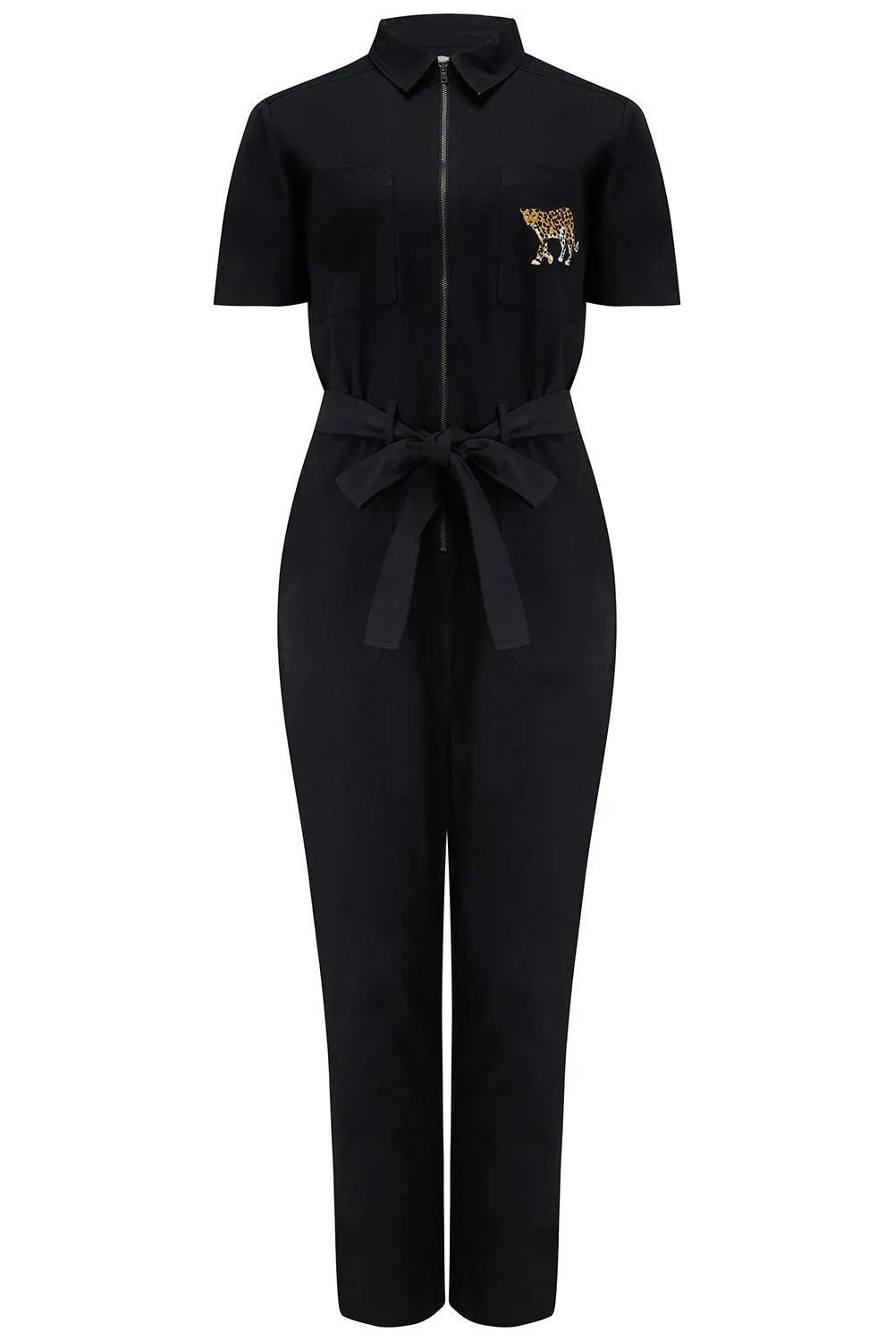 Billy Boilersuit - Black, Leopard Pocket