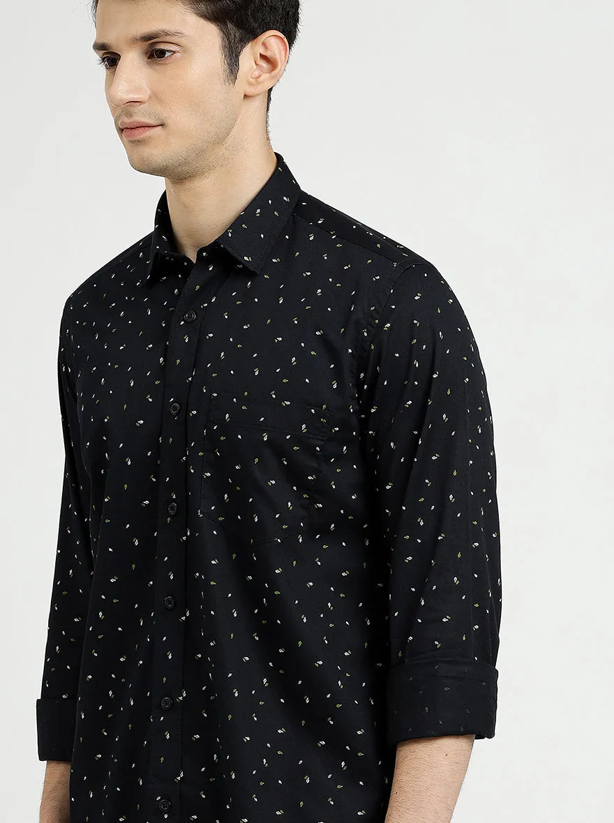 Black Printed Smart Fit Semi Casual Shirt | Greenfibre