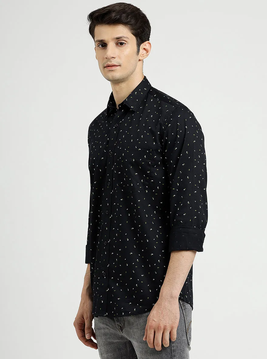 Black Printed Smart Fit Semi Casual Shirt | Greenfibre