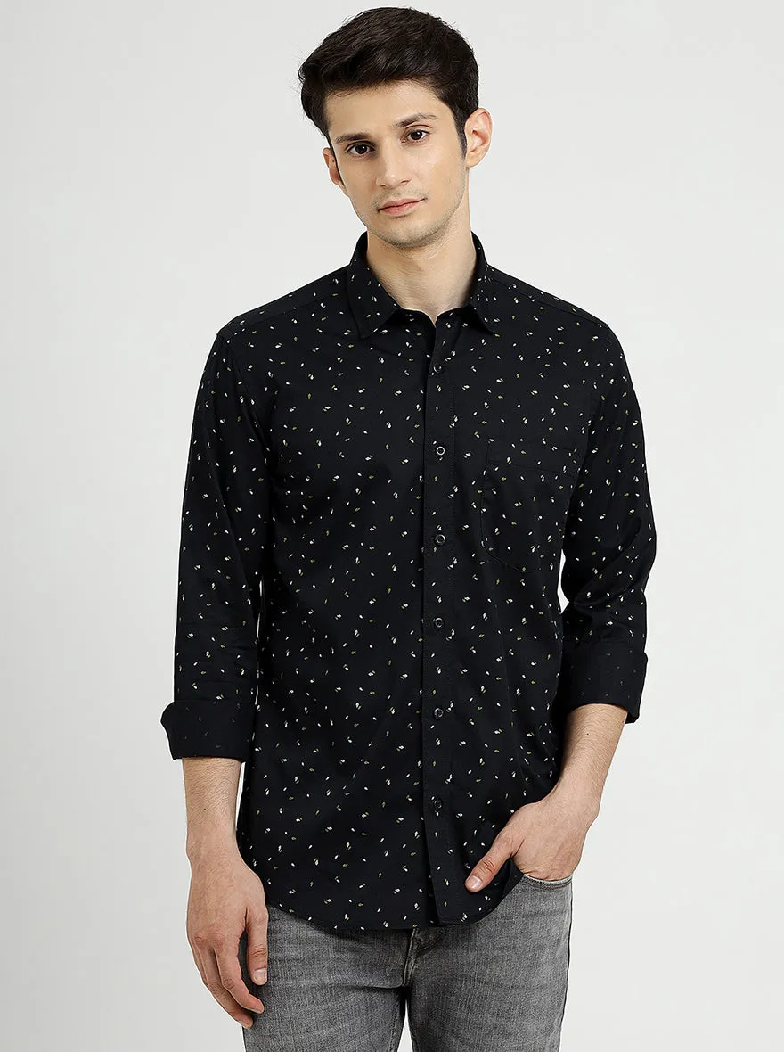 Black Printed Smart Fit Semi Casual Shirt | Greenfibre