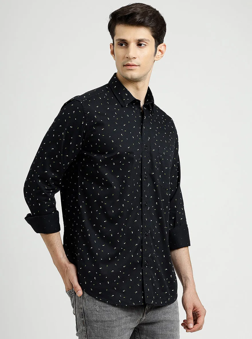 Black Printed Smart Fit Semi Casual Shirt | Greenfibre