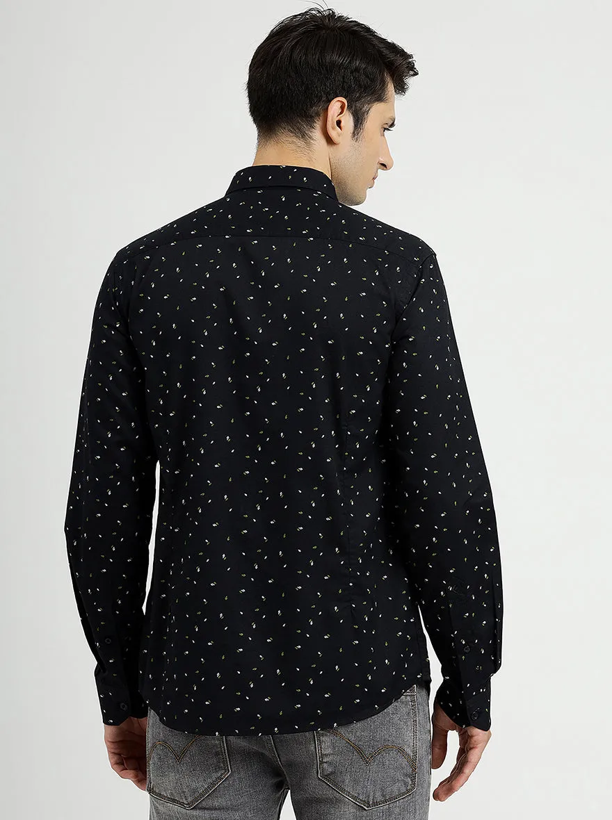 Black Printed Smart Fit Semi Casual Shirt | Greenfibre