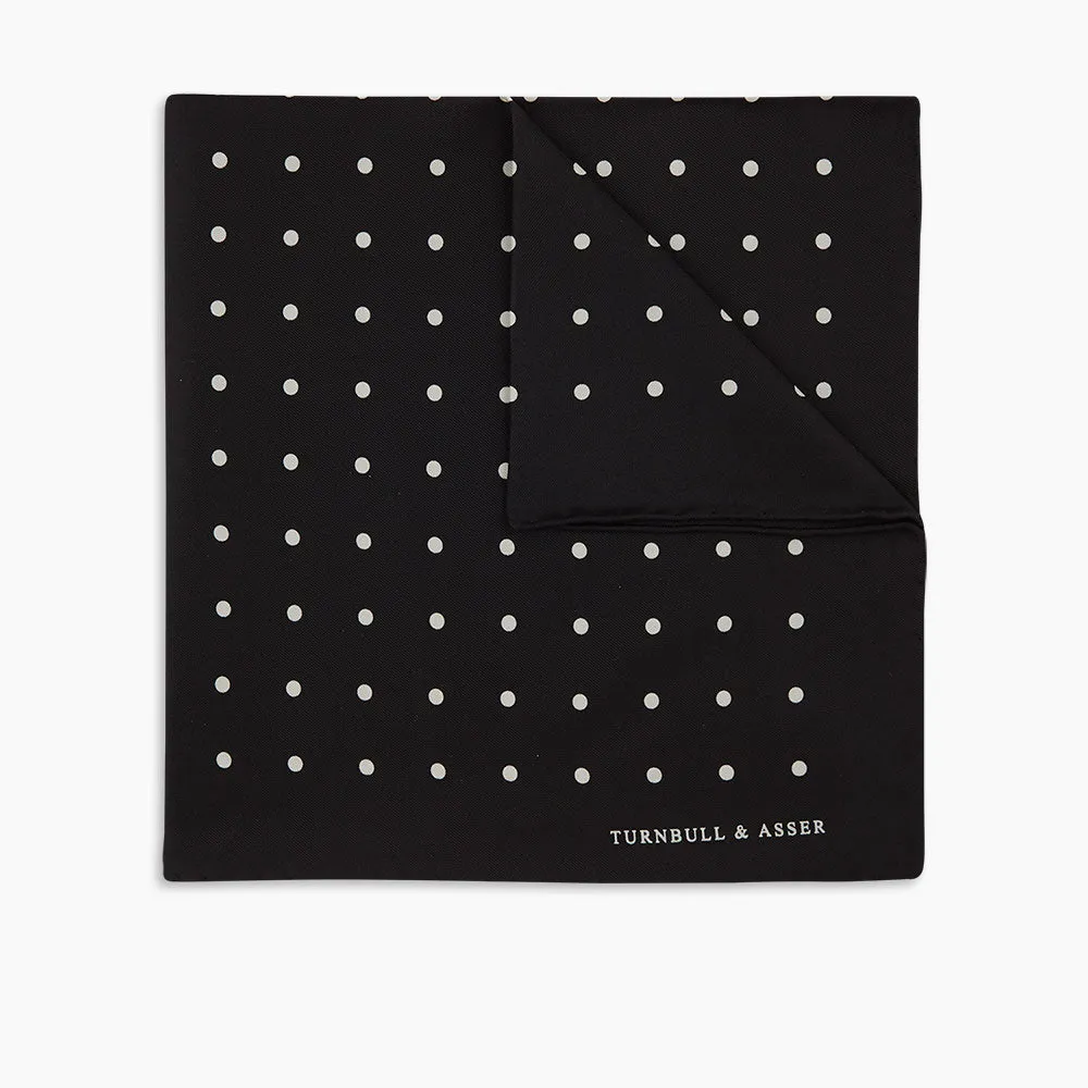 Black Spot Silk Pocket Square