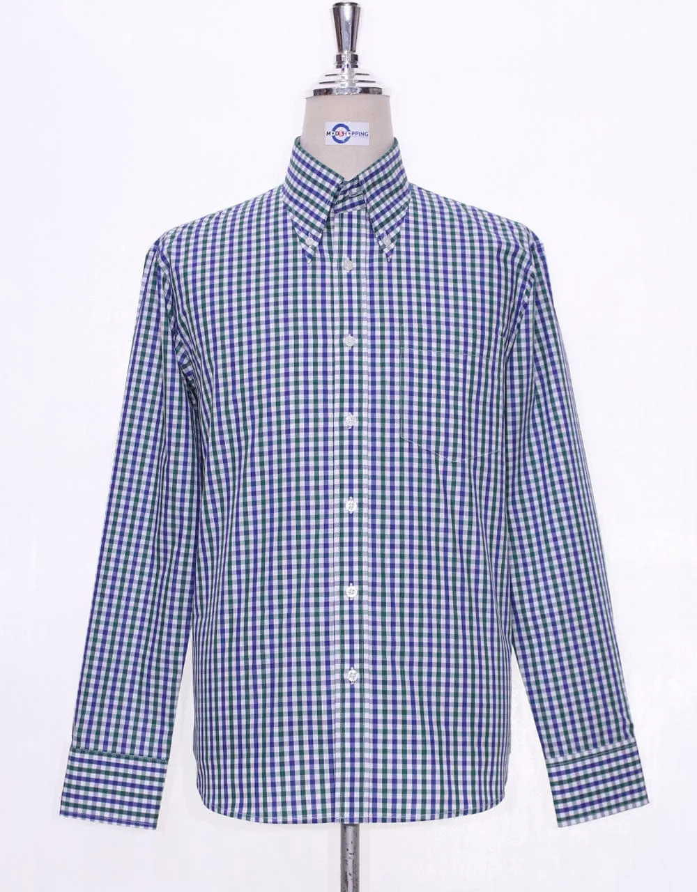 Blue And Green Gingham Check Shirt