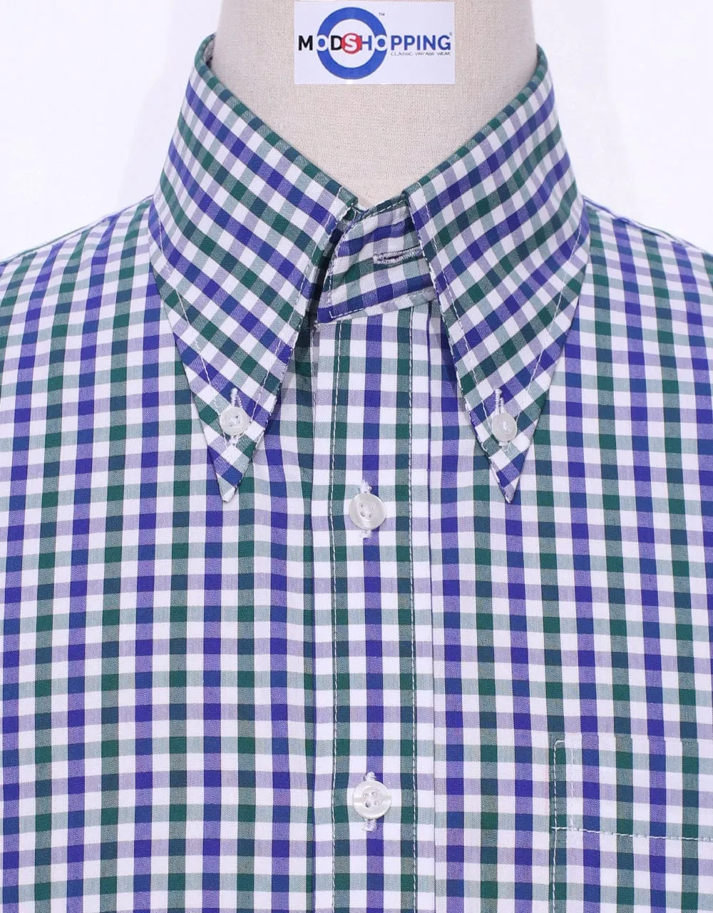 Blue And Green Gingham Check Shirt