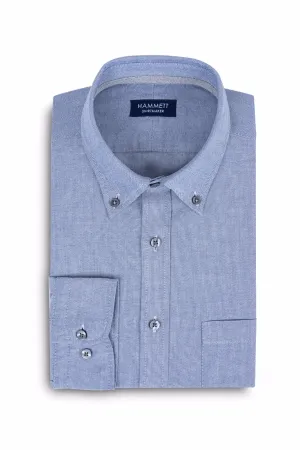 Blue Oxford Weave Casual Men's Shirt