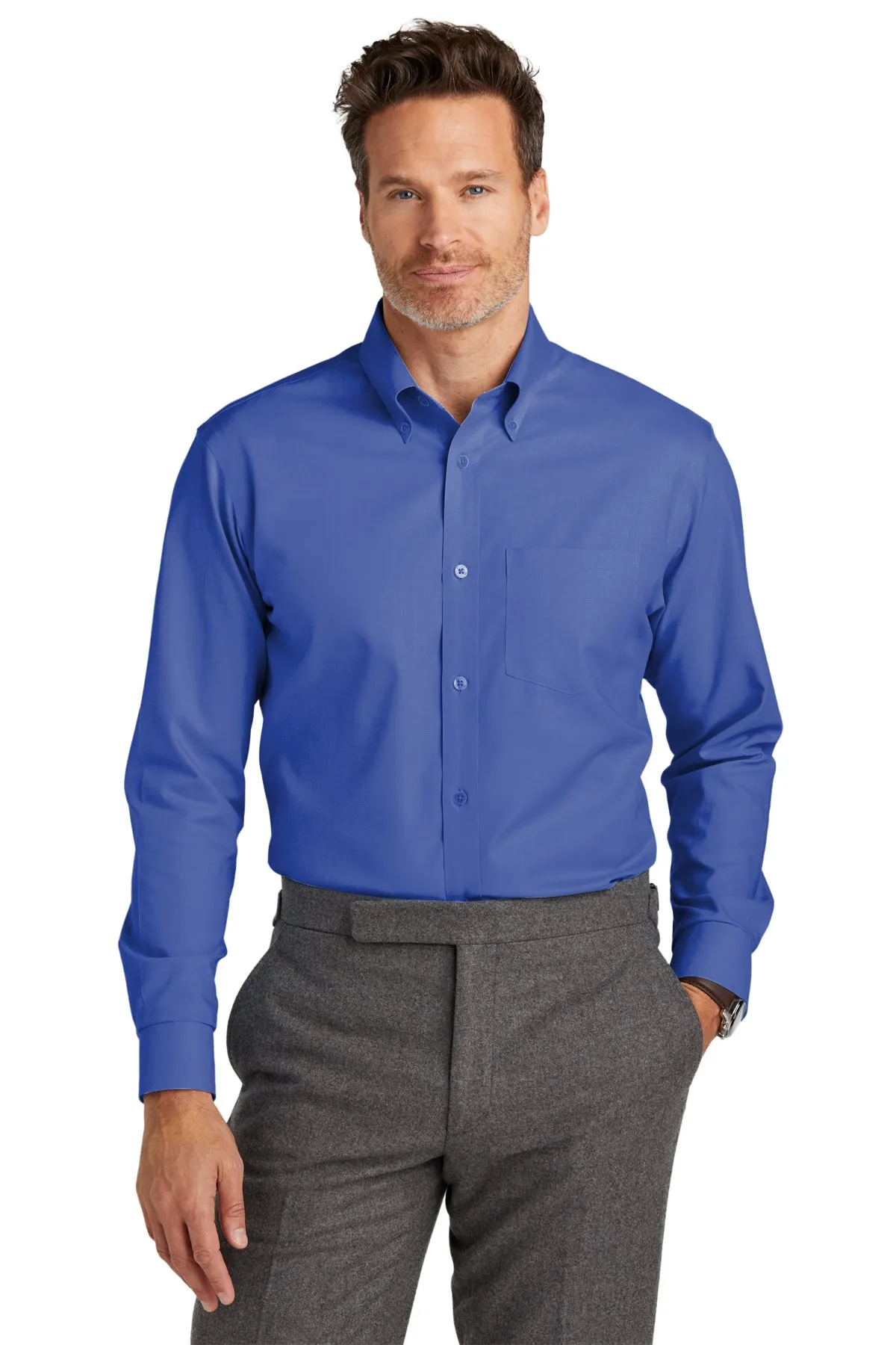 Brooks Brothers Wrinkle-Free Stretch Nailhead Shirt, Cobalt Blue