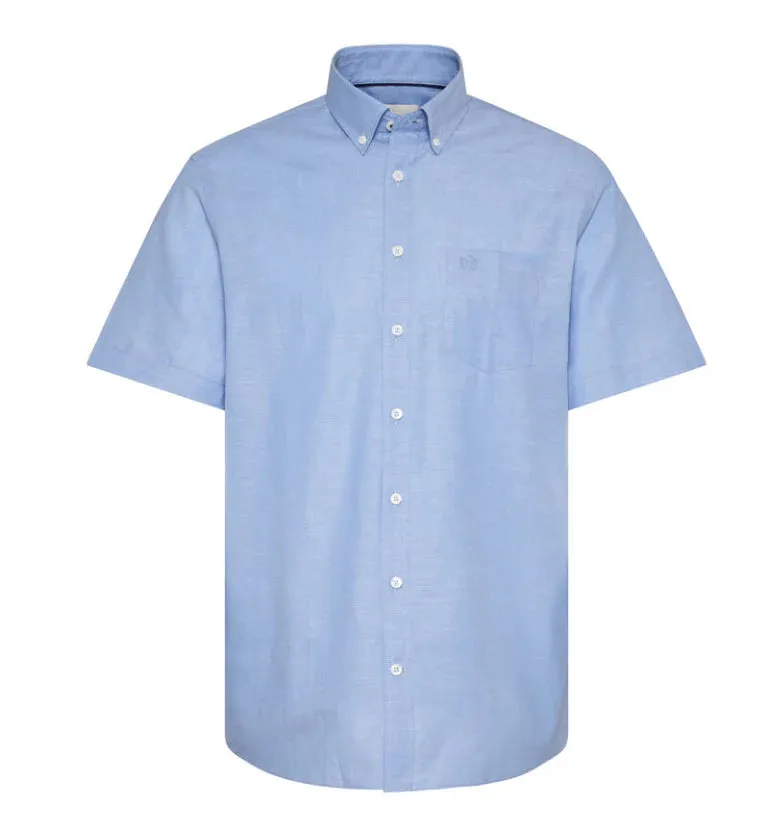 Bugatti - Linen Short Sleeve Shirt - Blue