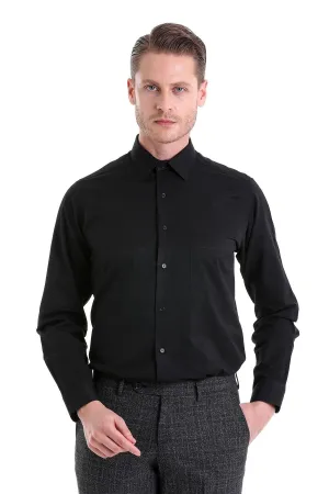 Classic Cotton Blend Black Dress Shirt