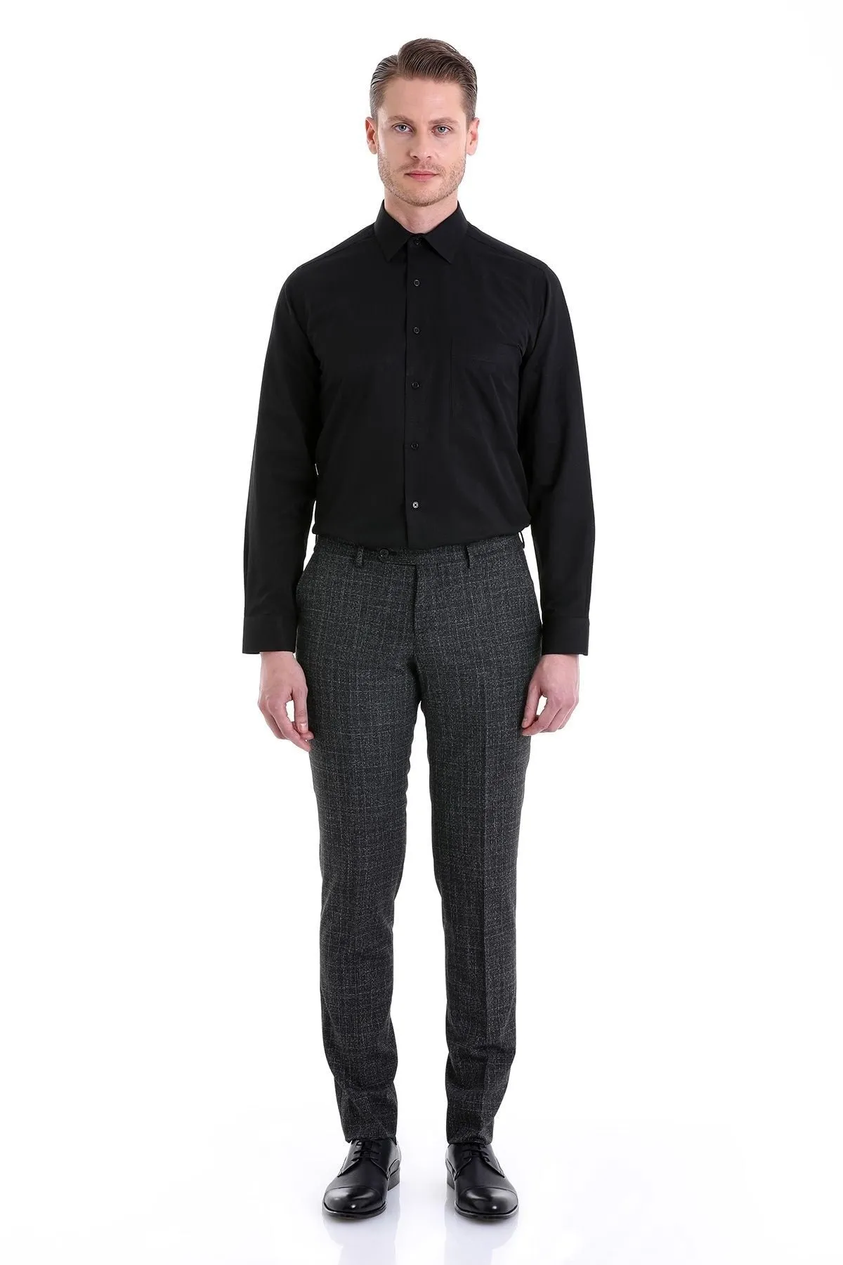 Classic Cotton Blend Black Dress Shirt