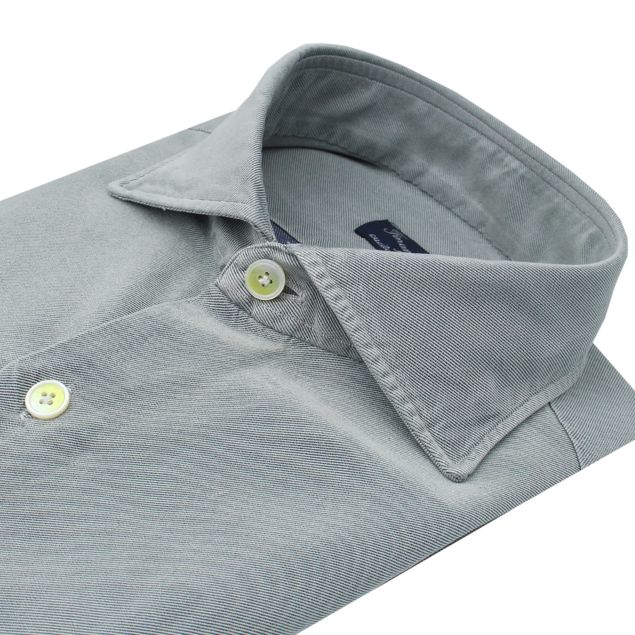 Classic regular Napoli silk and gray cotton shirt. Carlo Riva fabric