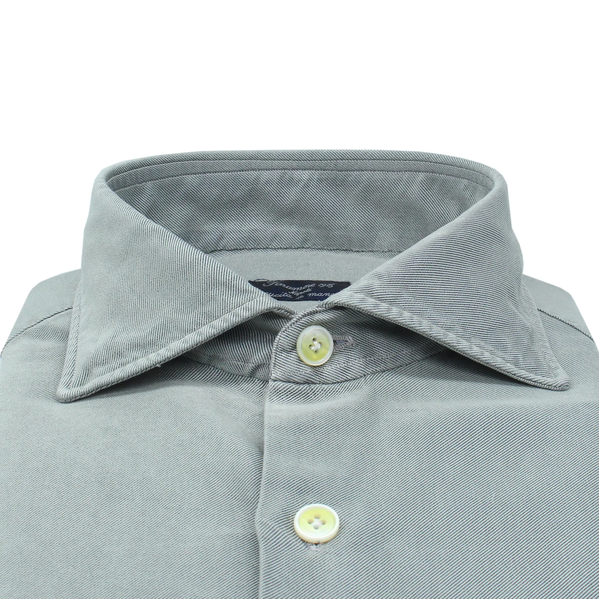 Classic regular Napoli silk and gray cotton shirt. Carlo Riva fabric