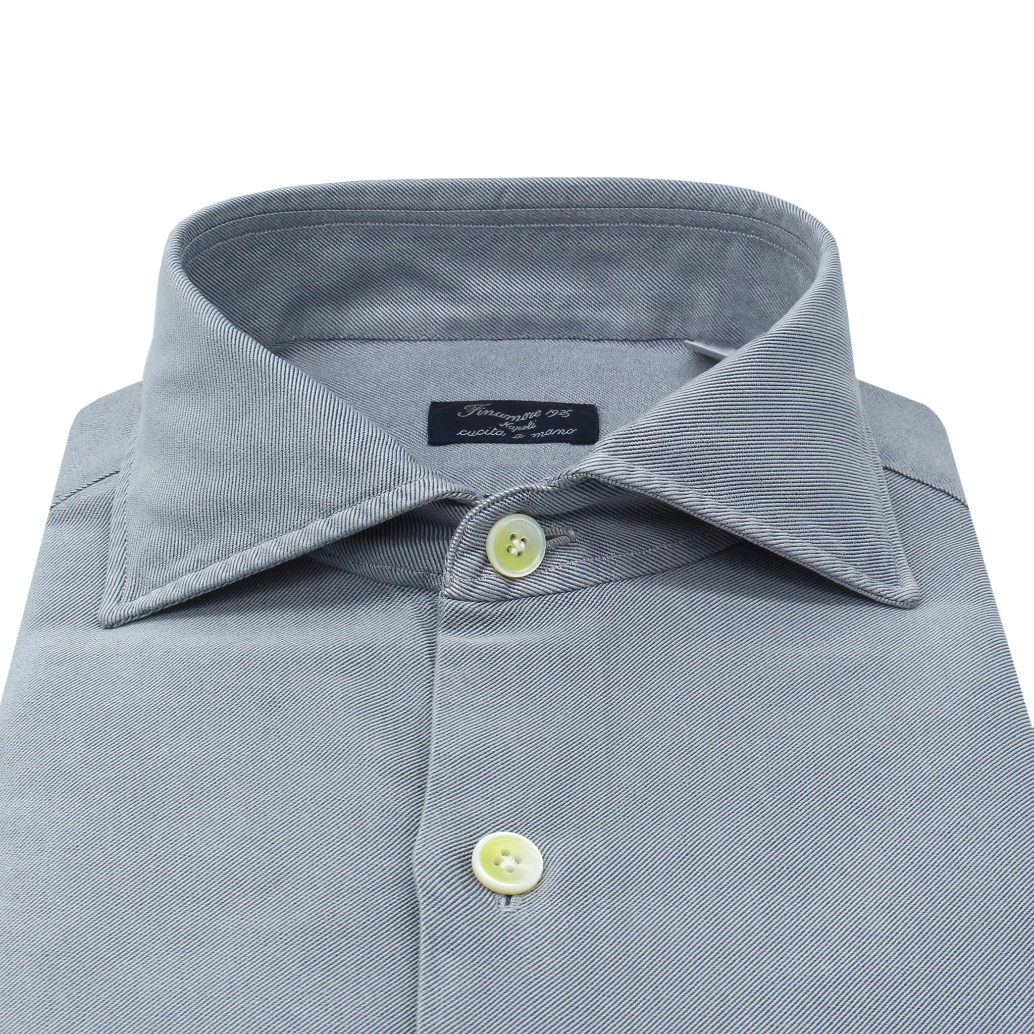 Classic regular Napoli silk and gray cotton shirt. Carlo Riva fabric