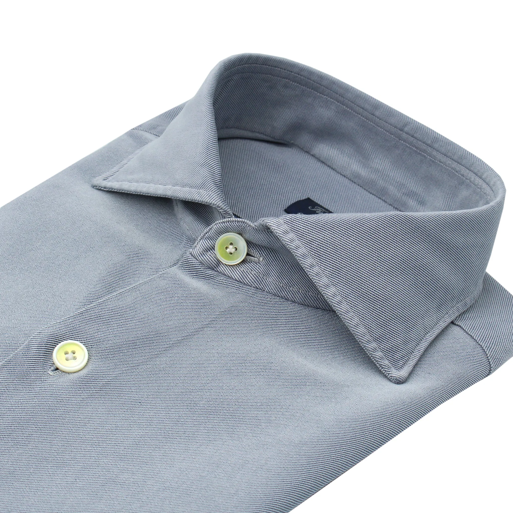 Classic regular Napoli silk and gray cotton shirt. Carlo Riva fabric