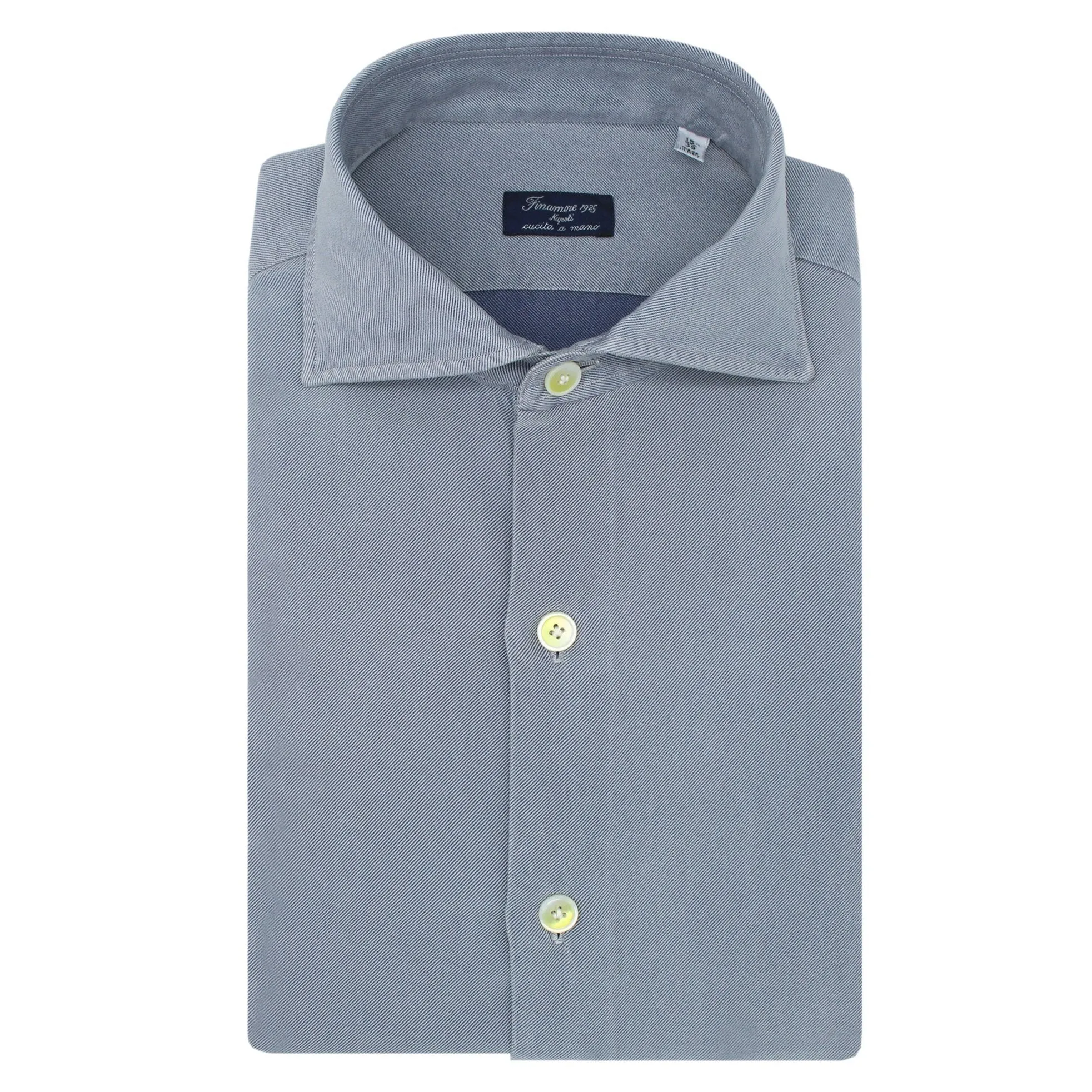 Classic regular Napoli silk and gray cotton shirt. Carlo Riva fabric