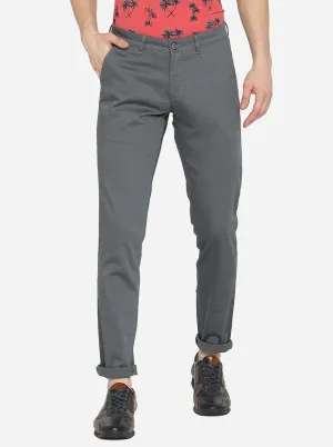 Dark Grey Solid Neo Fit Casual Trouser | Greenfibre