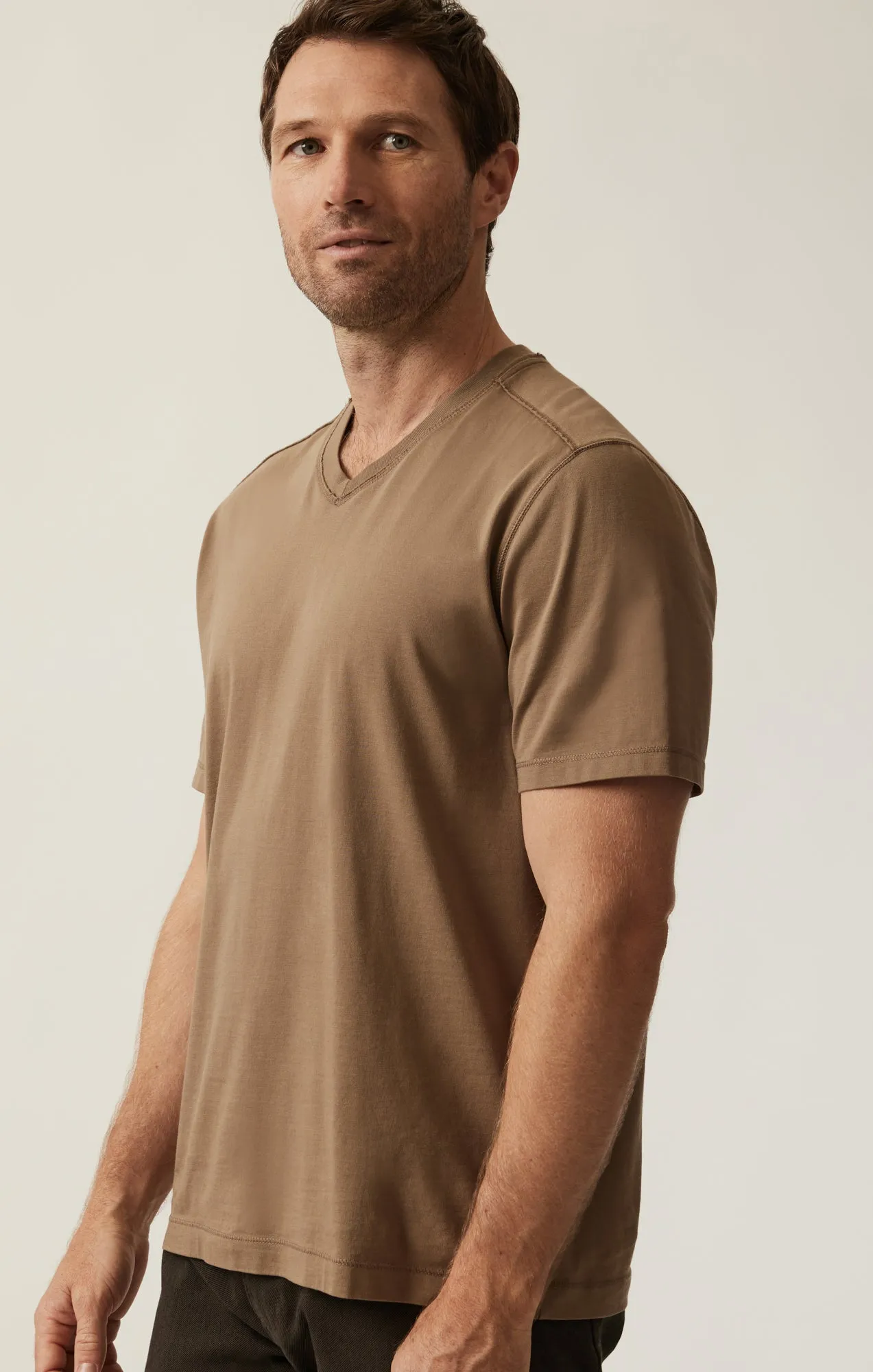 Deconstructed V-Neck T-Shirt In Shitake