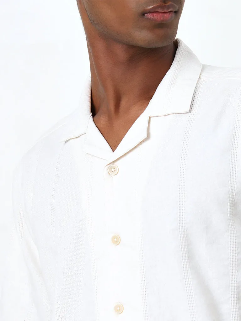 ETA Off-White Self-Striped Relaxed-Fit Cotton Shirt