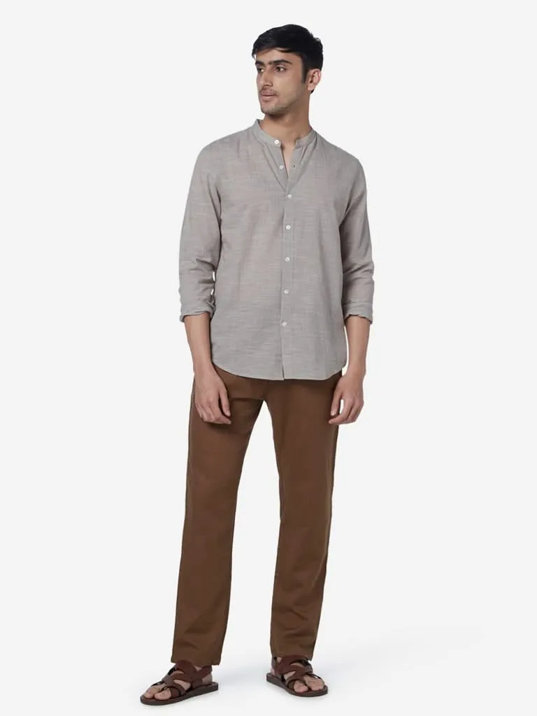 ETA Taupe Self-Pattern Resort Shirt