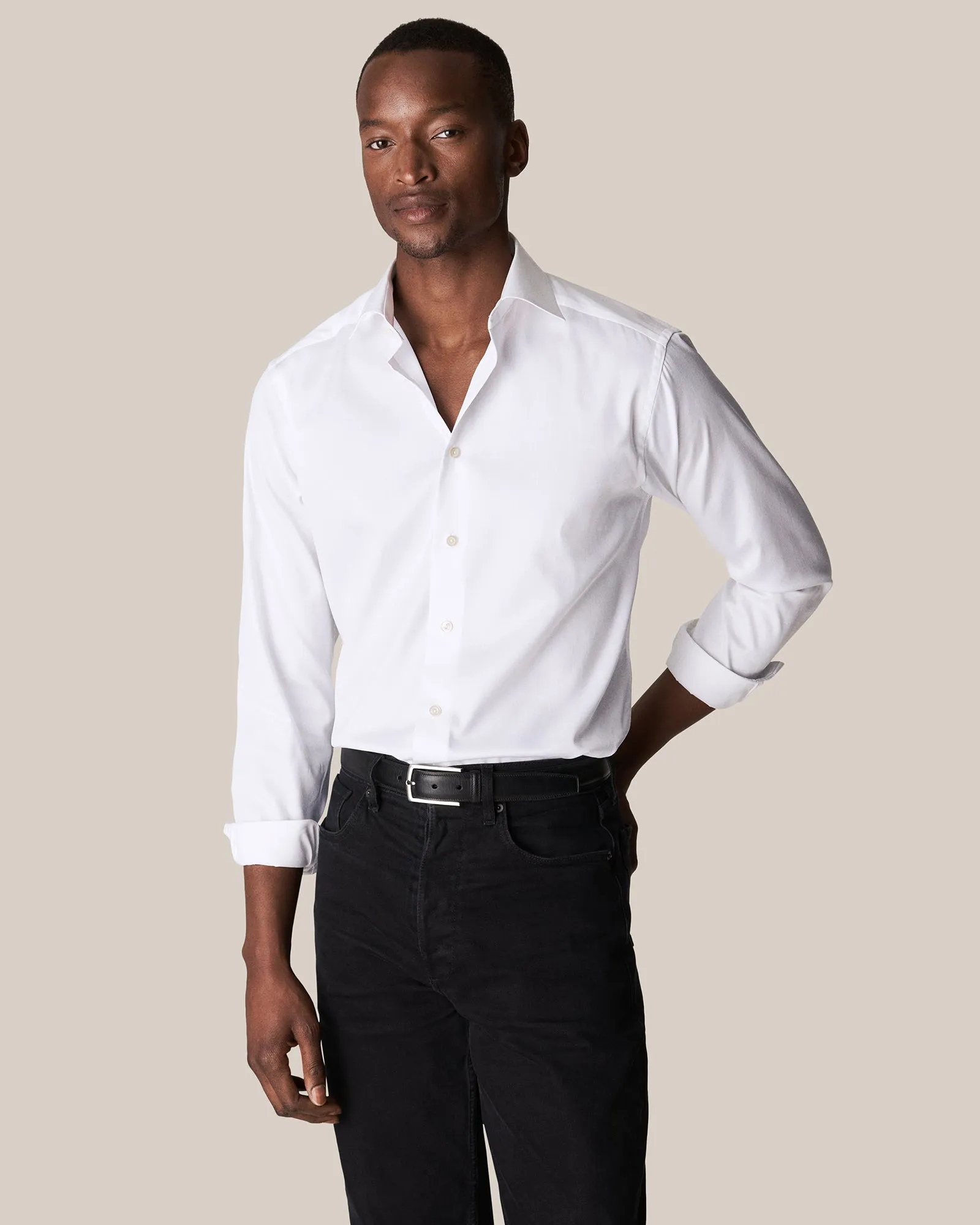 ETON 30007951100 WHITE SIGNATURE TWILL SLIM SC SHIRT