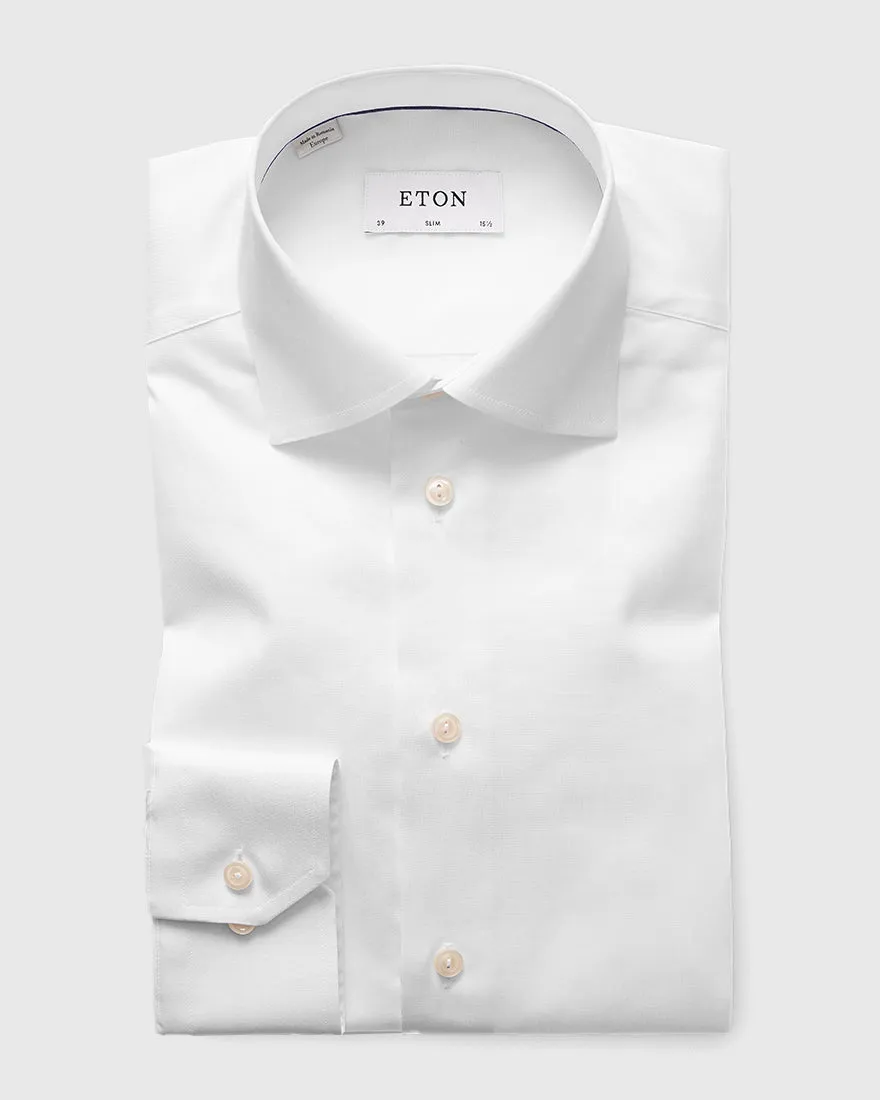 ETON 30007951100 WHITE SIGNATURE TWILL SLIM SC SHIRT