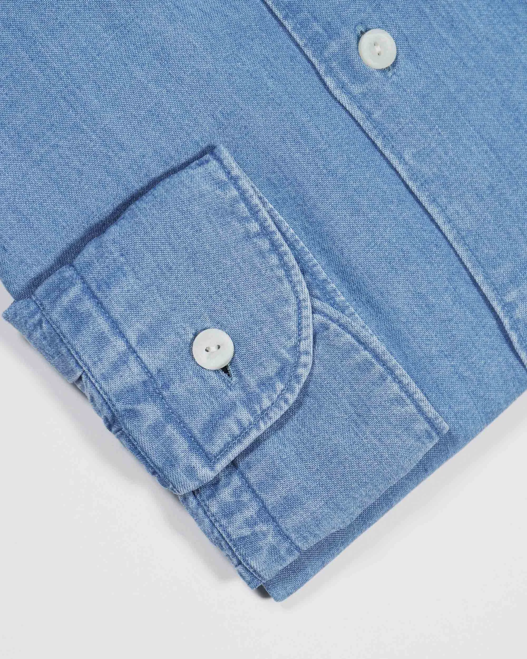 Eton Slim Fit Denim Tencel Shirt - Blue Denim