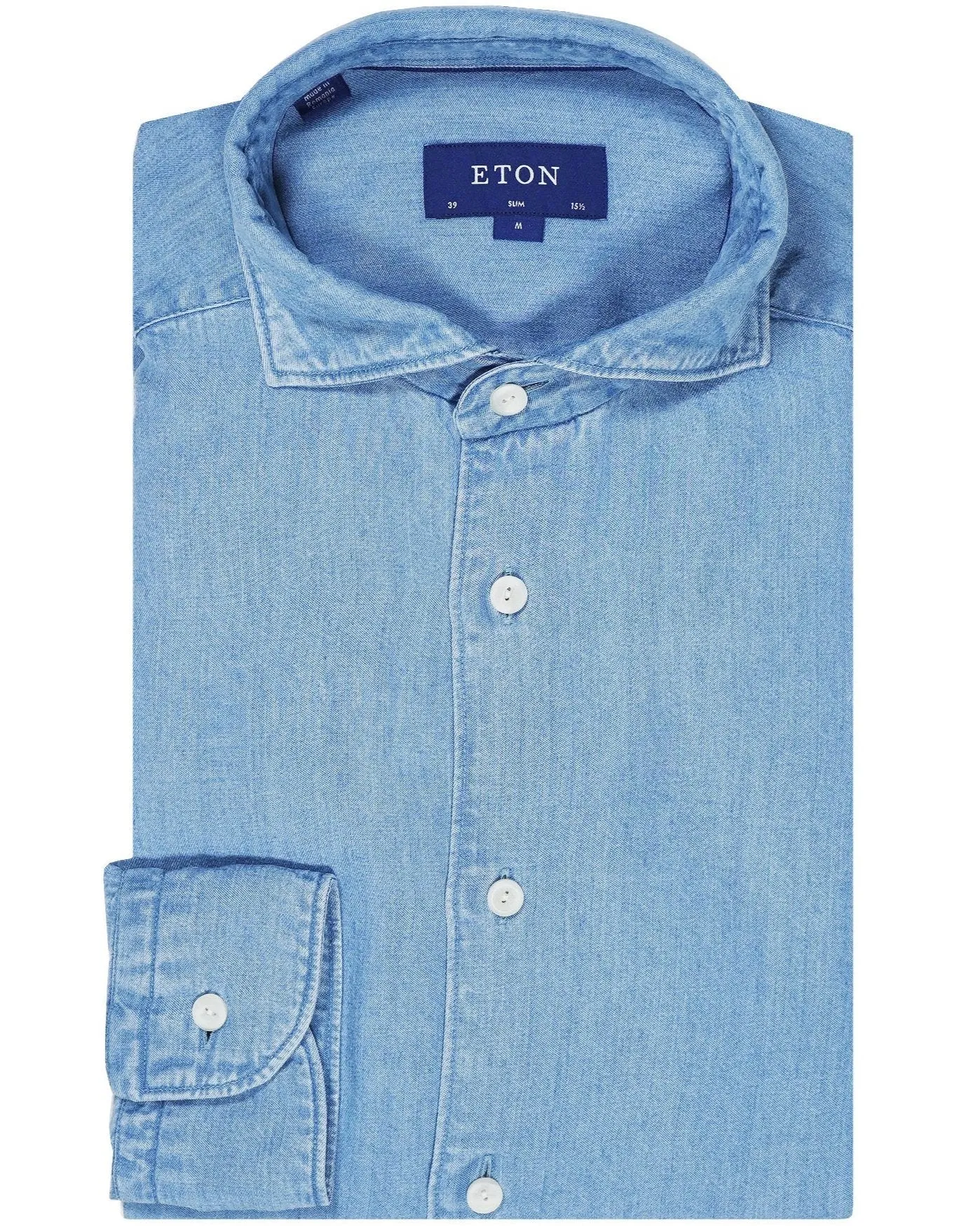 Eton Slim Fit Denim Tencel Shirt - Blue Denim