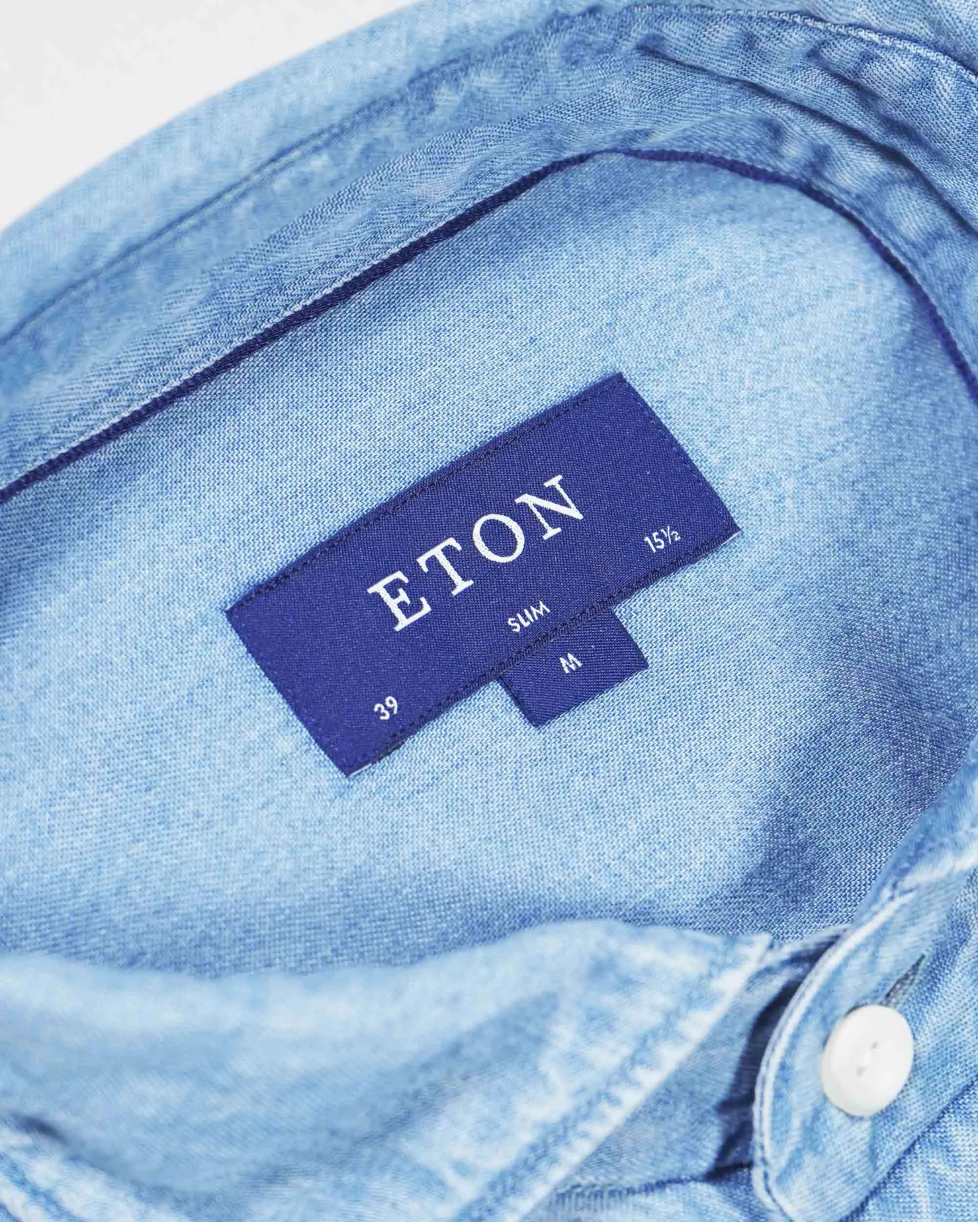 Eton Slim Fit Denim Tencel Shirt - Blue Denim