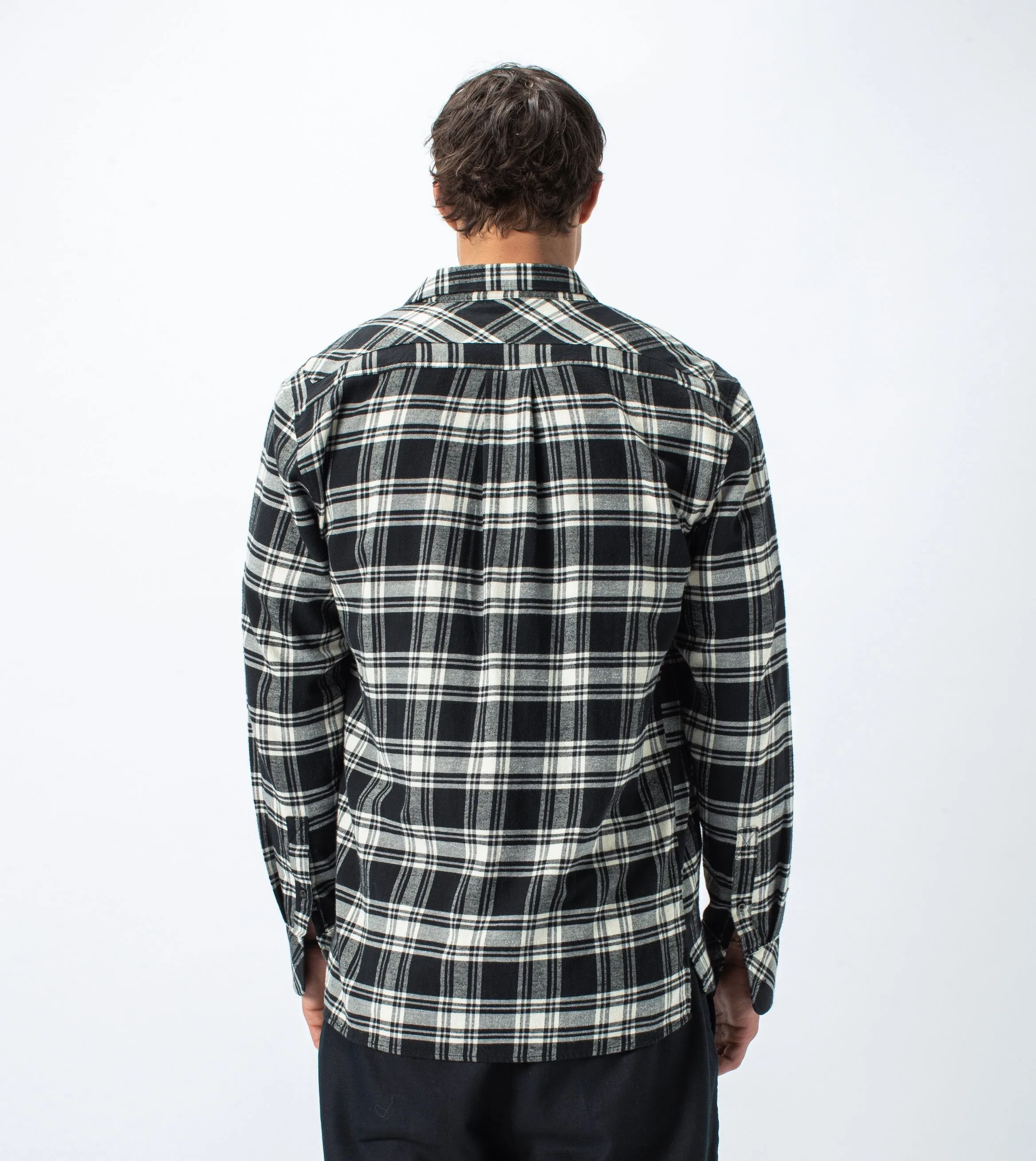 Flannel Lightweight LS Shirt Black/Milk - Sale