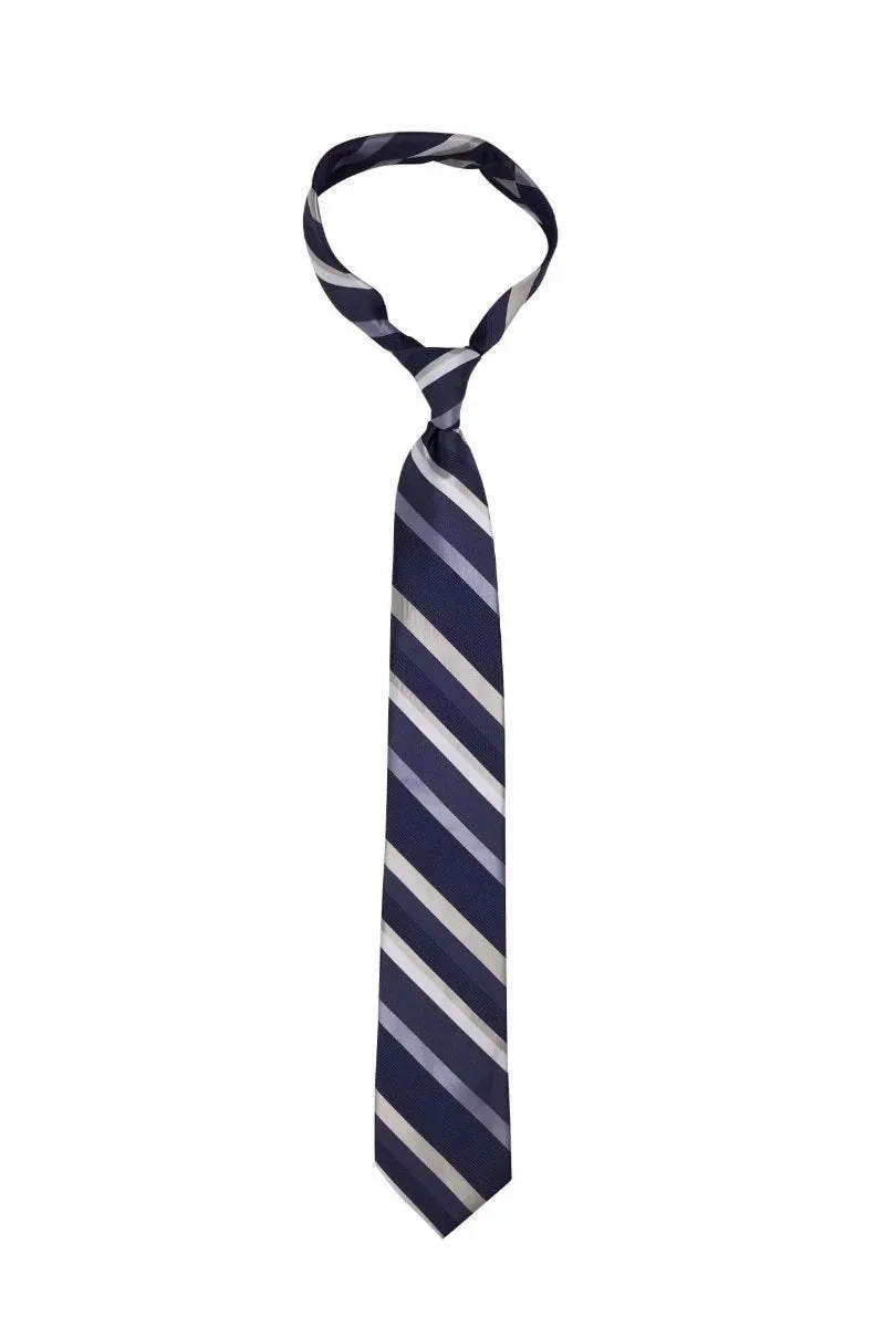 Gray Gray White Striped Traditional Tie