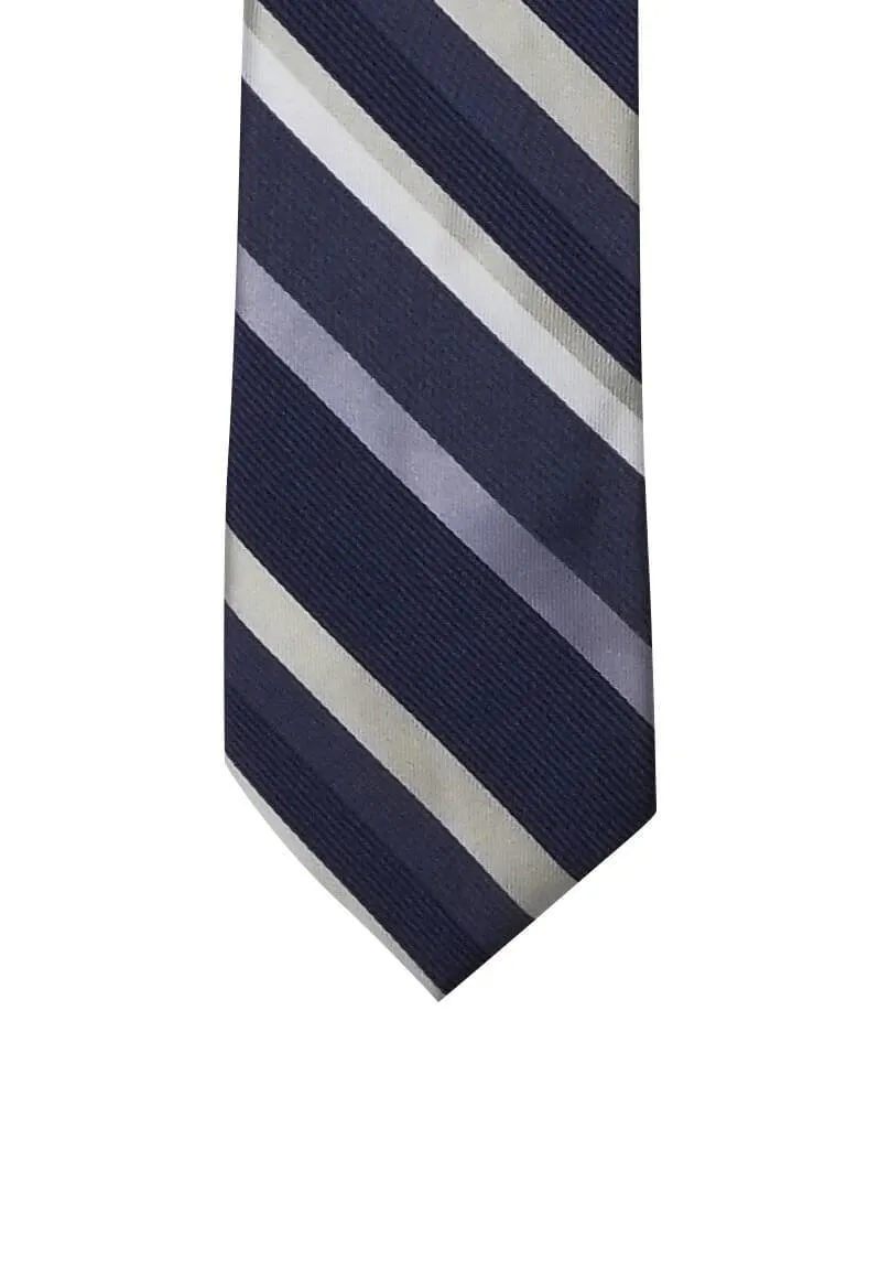 Gray Gray White Striped Traditional Tie