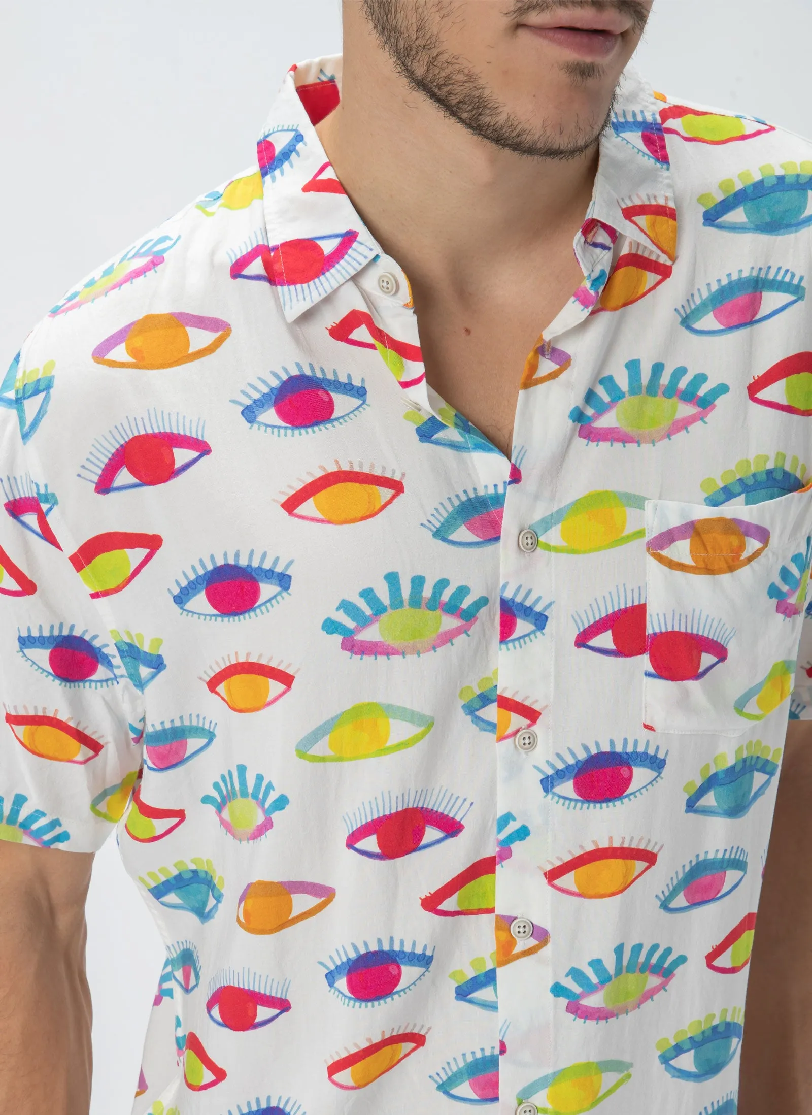 Holiday Short-Sleeve Shirt Eyes Print - Sale