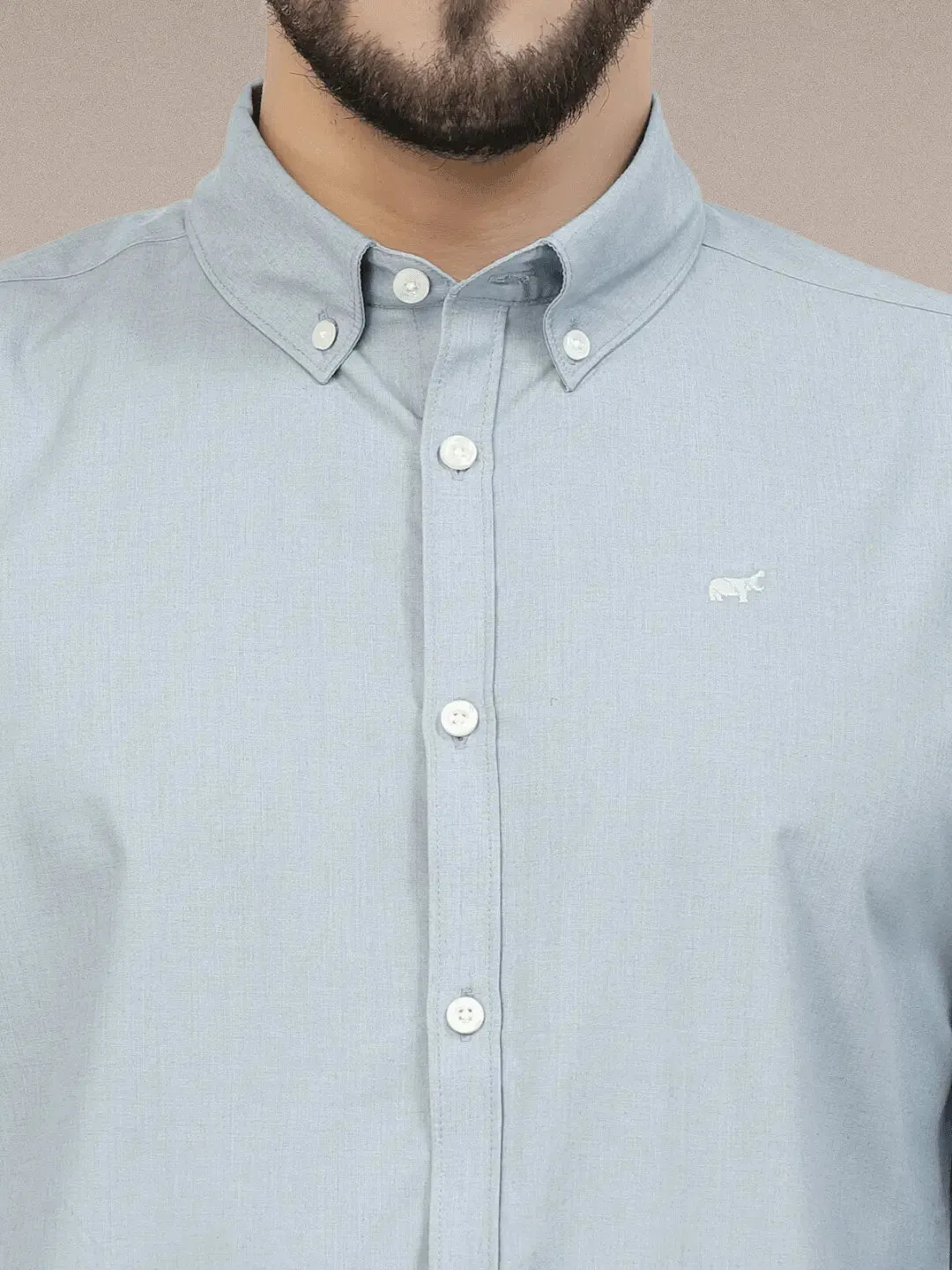 Ice Blue Casual Button Down Shirt