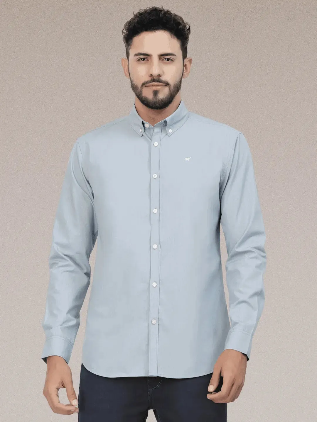 Ice Blue Casual Button Down Shirt