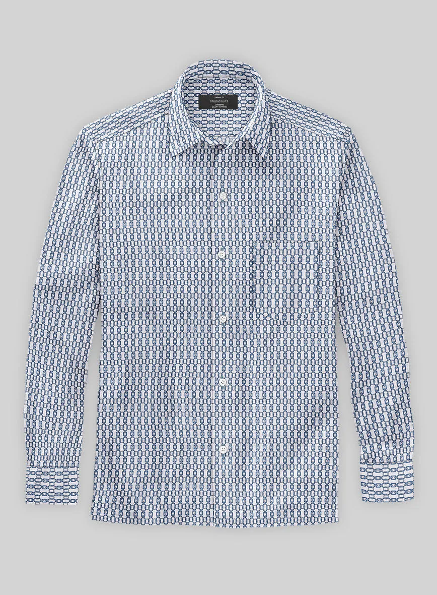 Italian Catena Blue Summer Linen Shirt